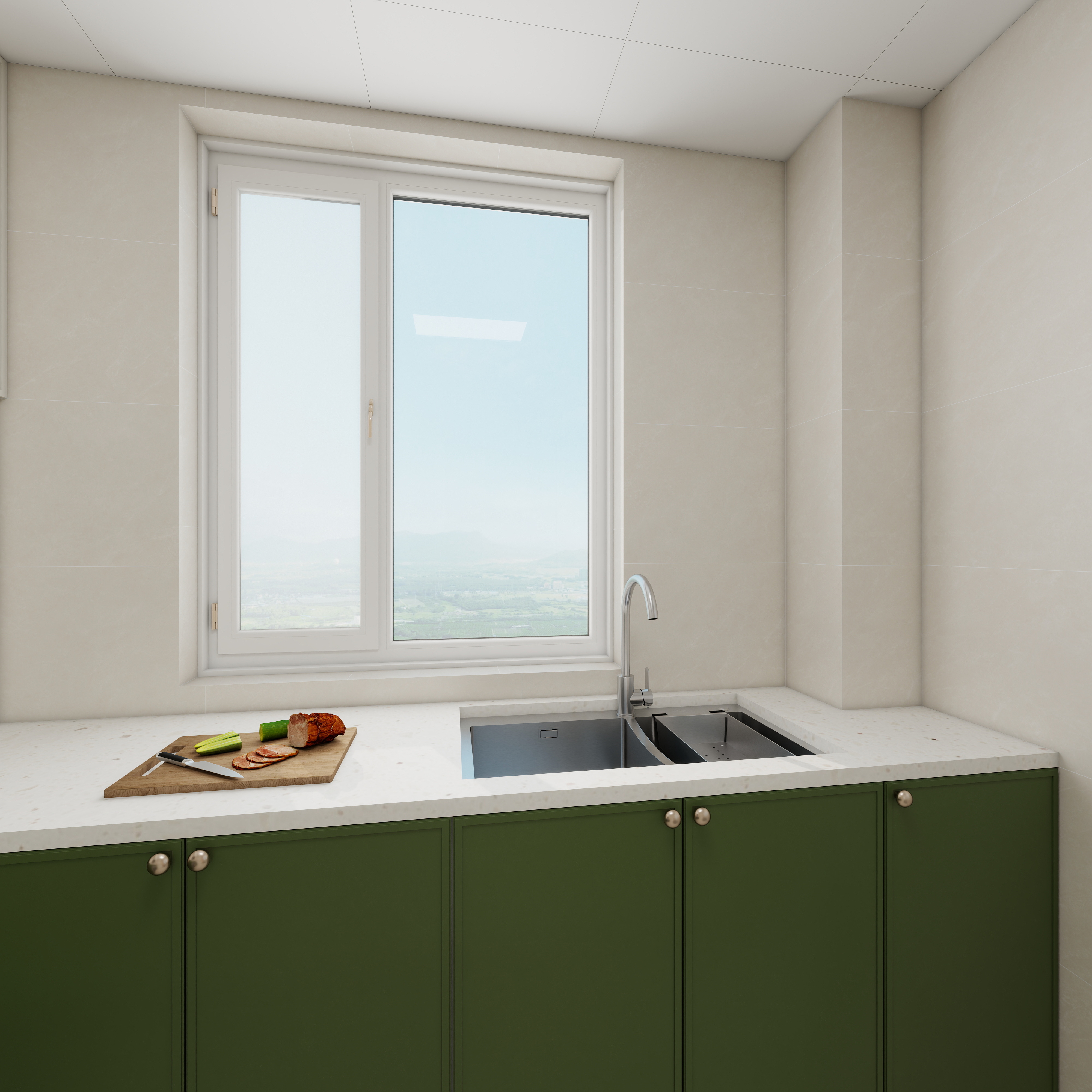 李青越-102方轻法式风格三居室一层厨房装修效果图第3张