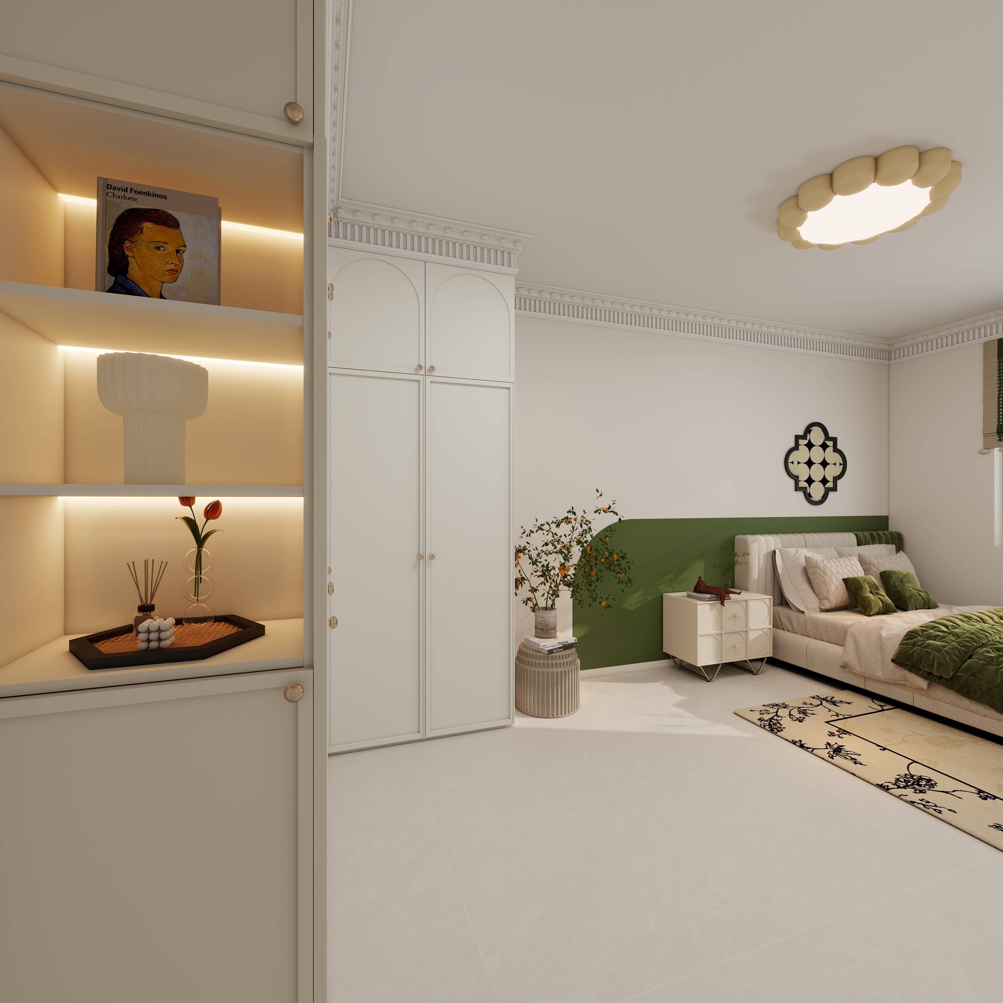 李青越-102方轻法式风格三居室一层主卧装修效果图第3张