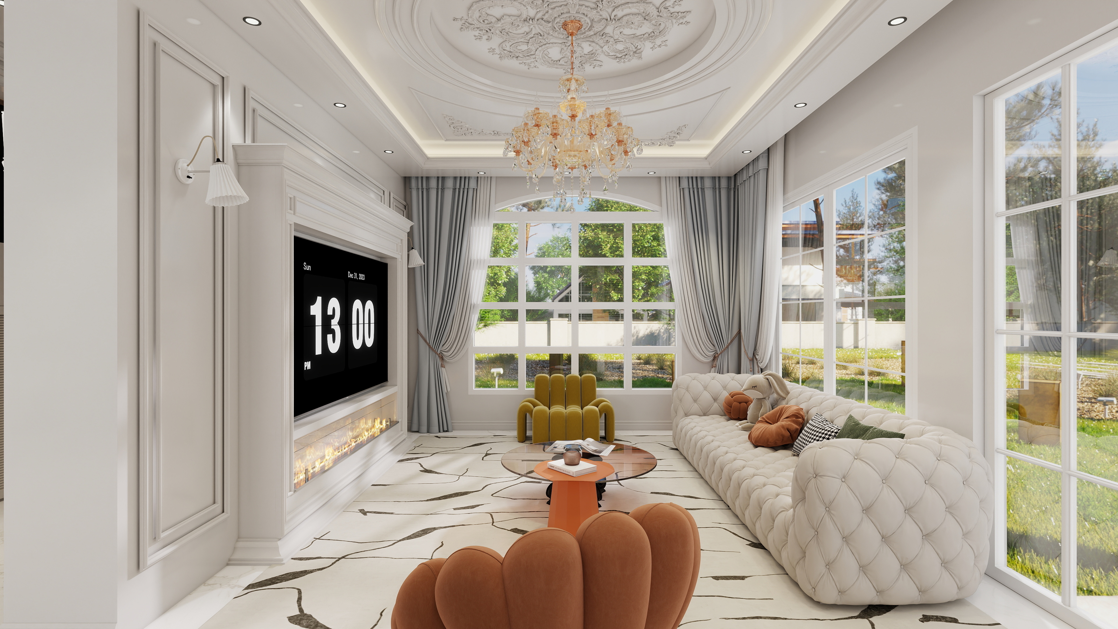 星空设计500一套-简欧两层别墅装修效果图