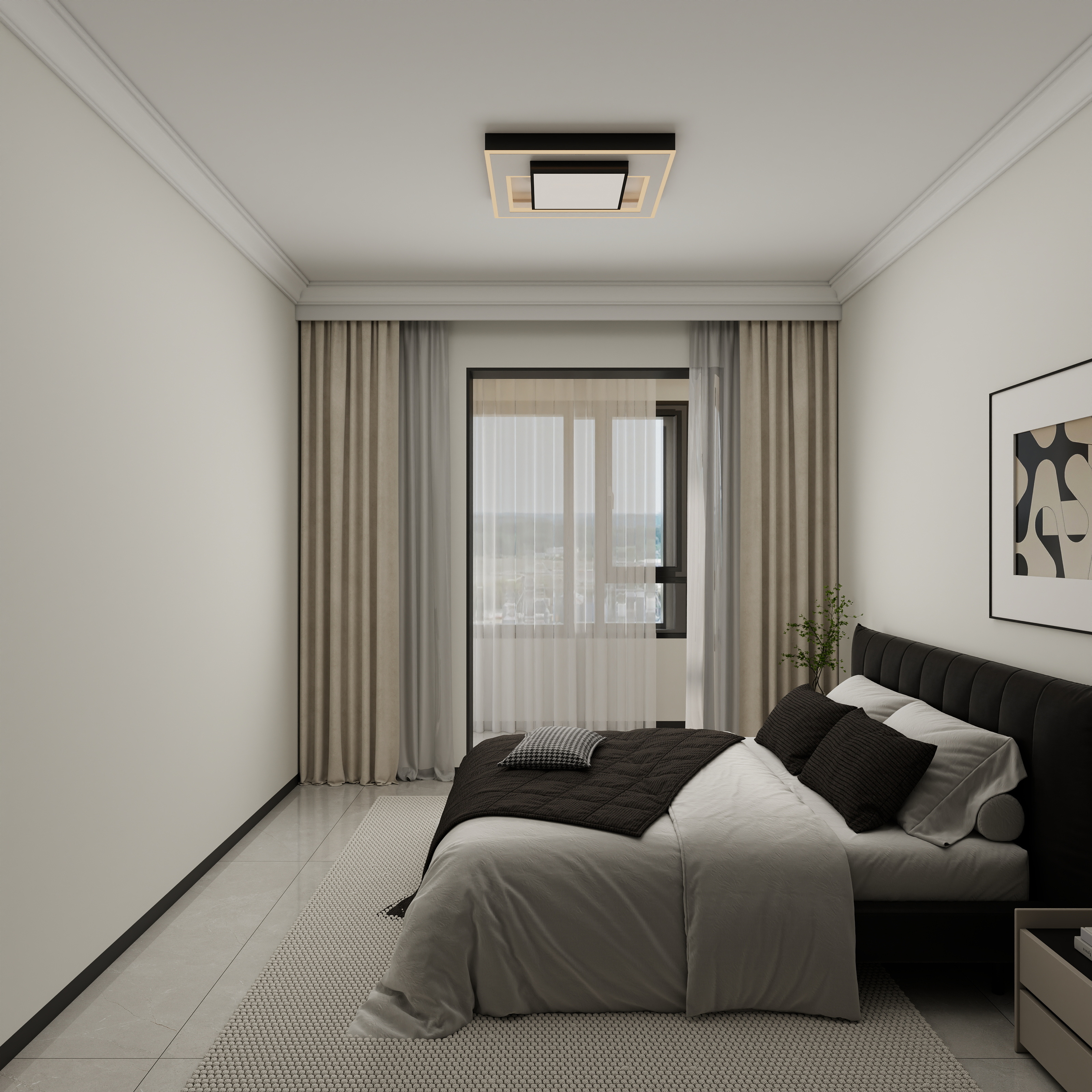 李青越-127平方现代黑白灰三居室 装修效果图