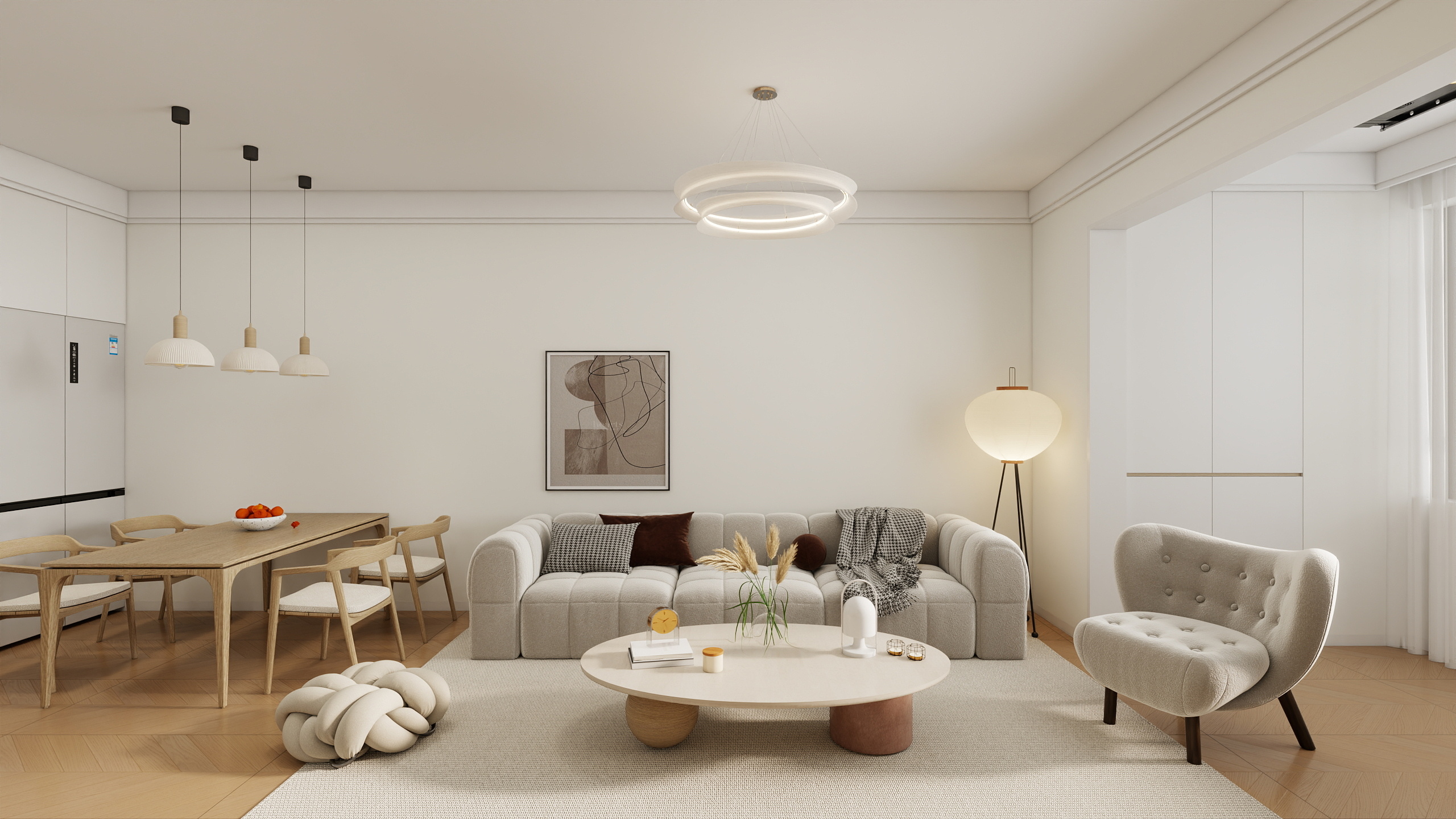 李青越-87平方奶油风三居室装修效果图