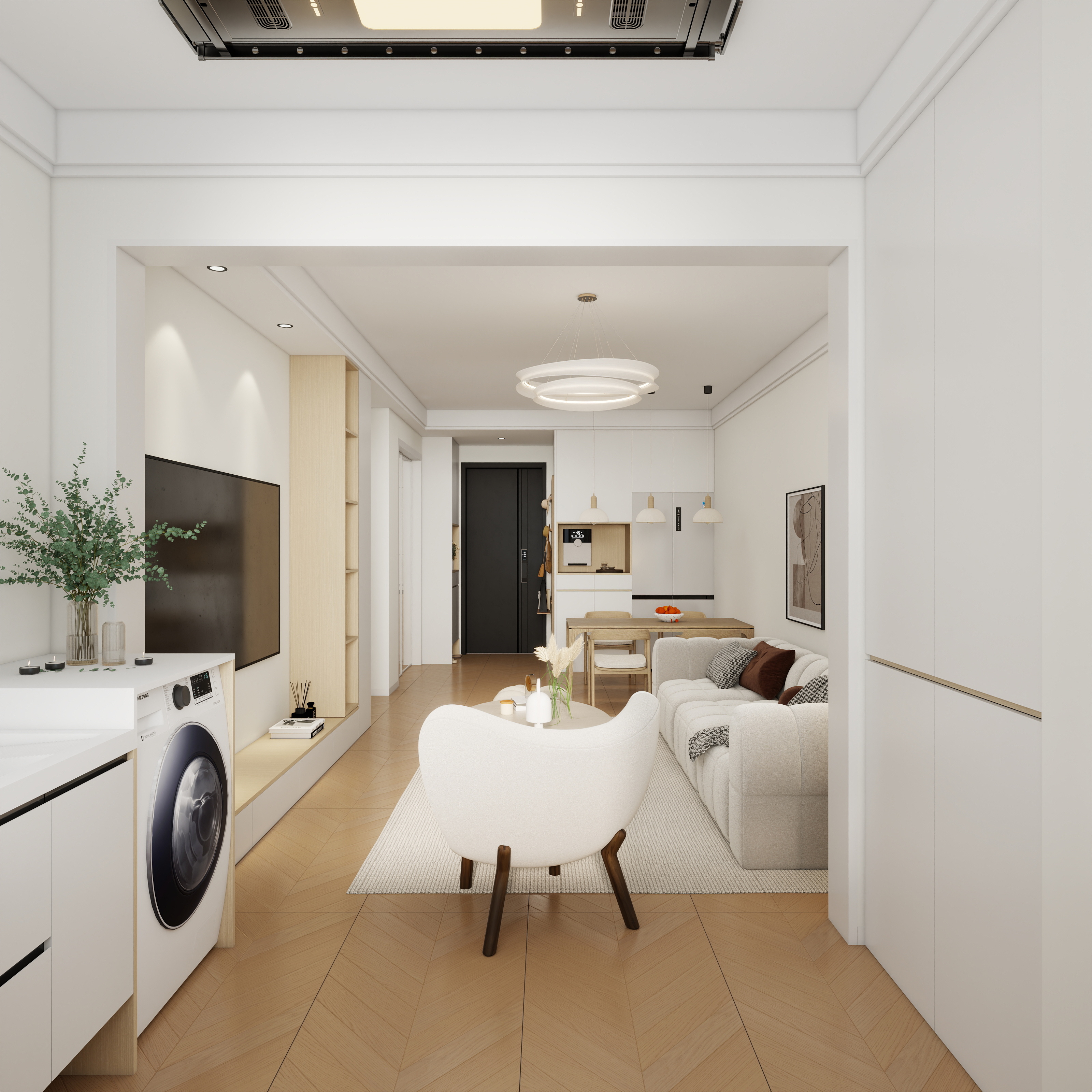 李青越-87平方奶油风三居室装修效果图