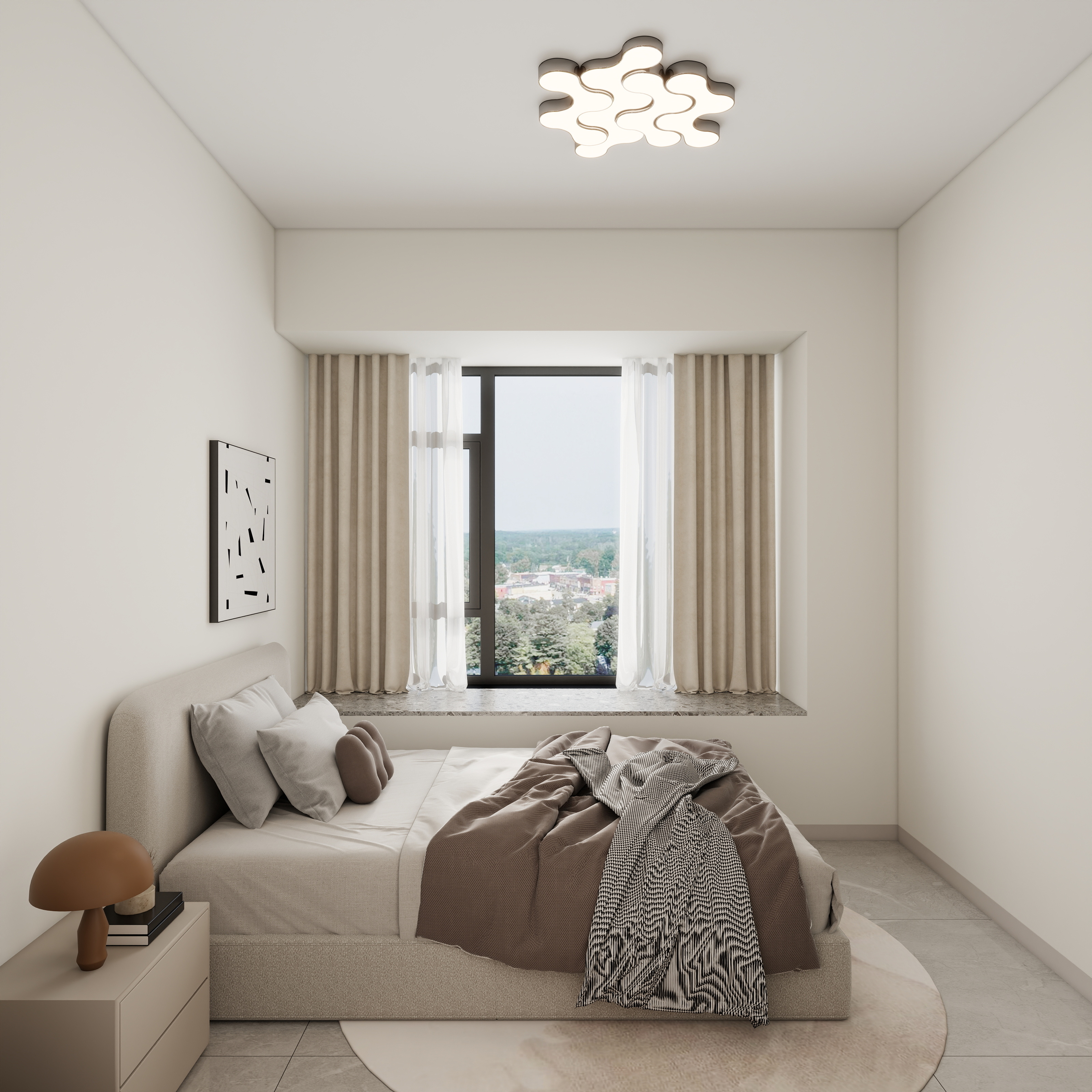 李青越-83平方现代黑白灰三居室装修效果图