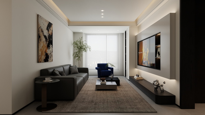 孙有权-『2025-11』122平丨现代简约黑白灰三居室装修效果图