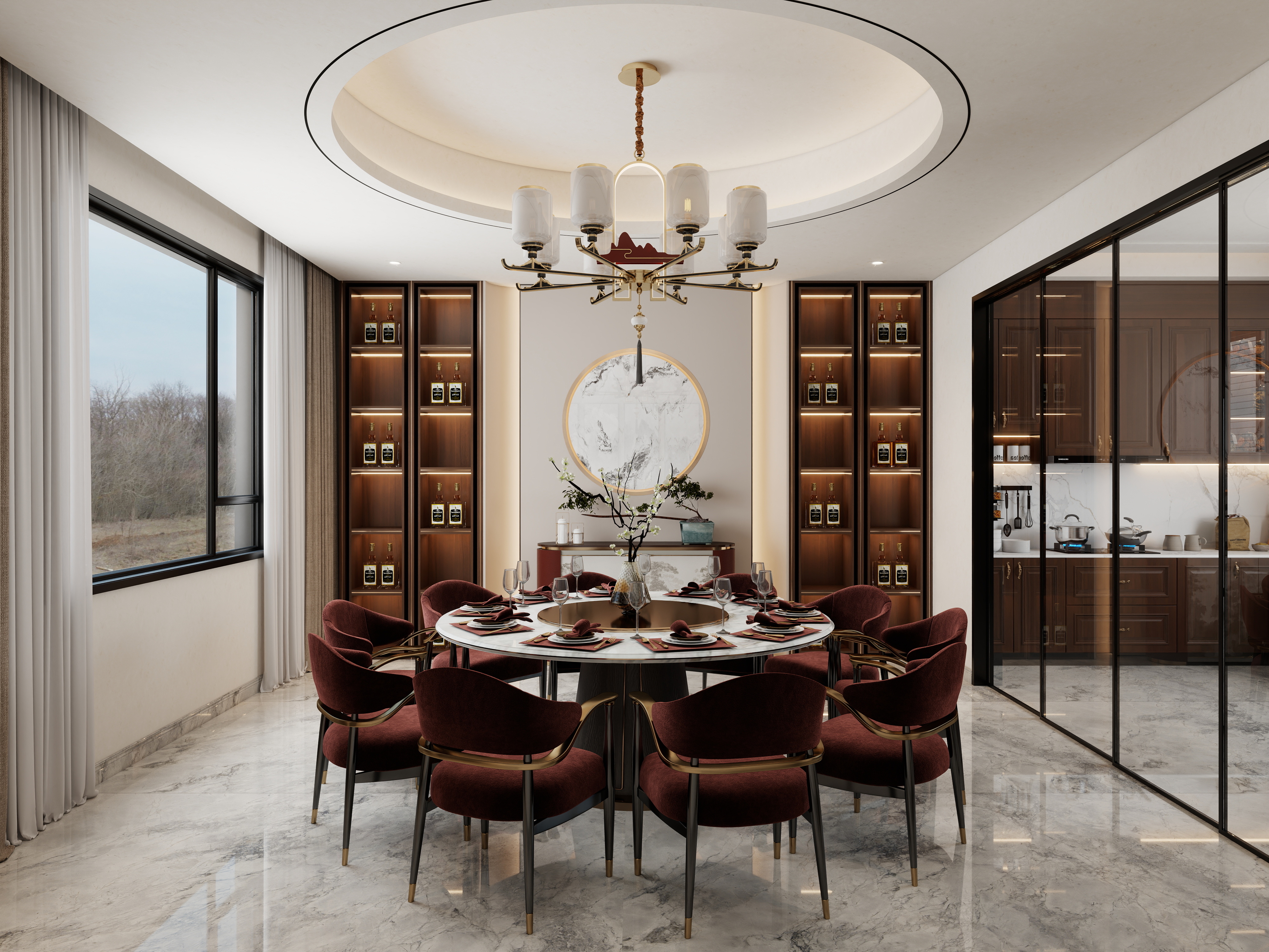 孙有权-『2025-11』55平丨新中式自建房餐厅+厨房-装修设计方案