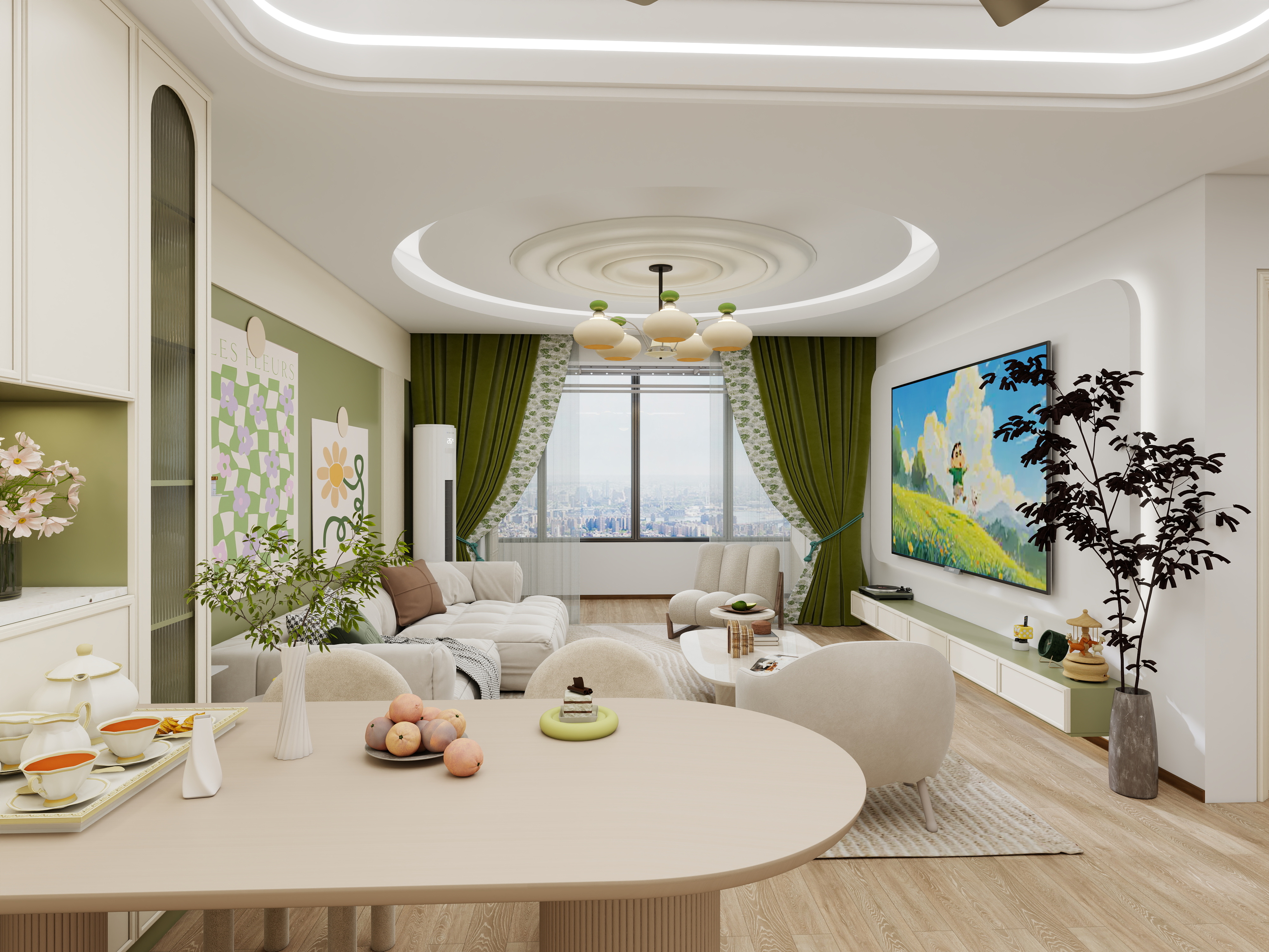 栖寐-【云絮青禾】一室一厅72.5㎡装修效果图