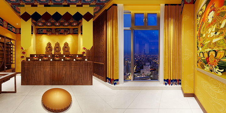一观涛设计工坊一-南湖CBD疗愈茶空间-佛堂-装修设计方案