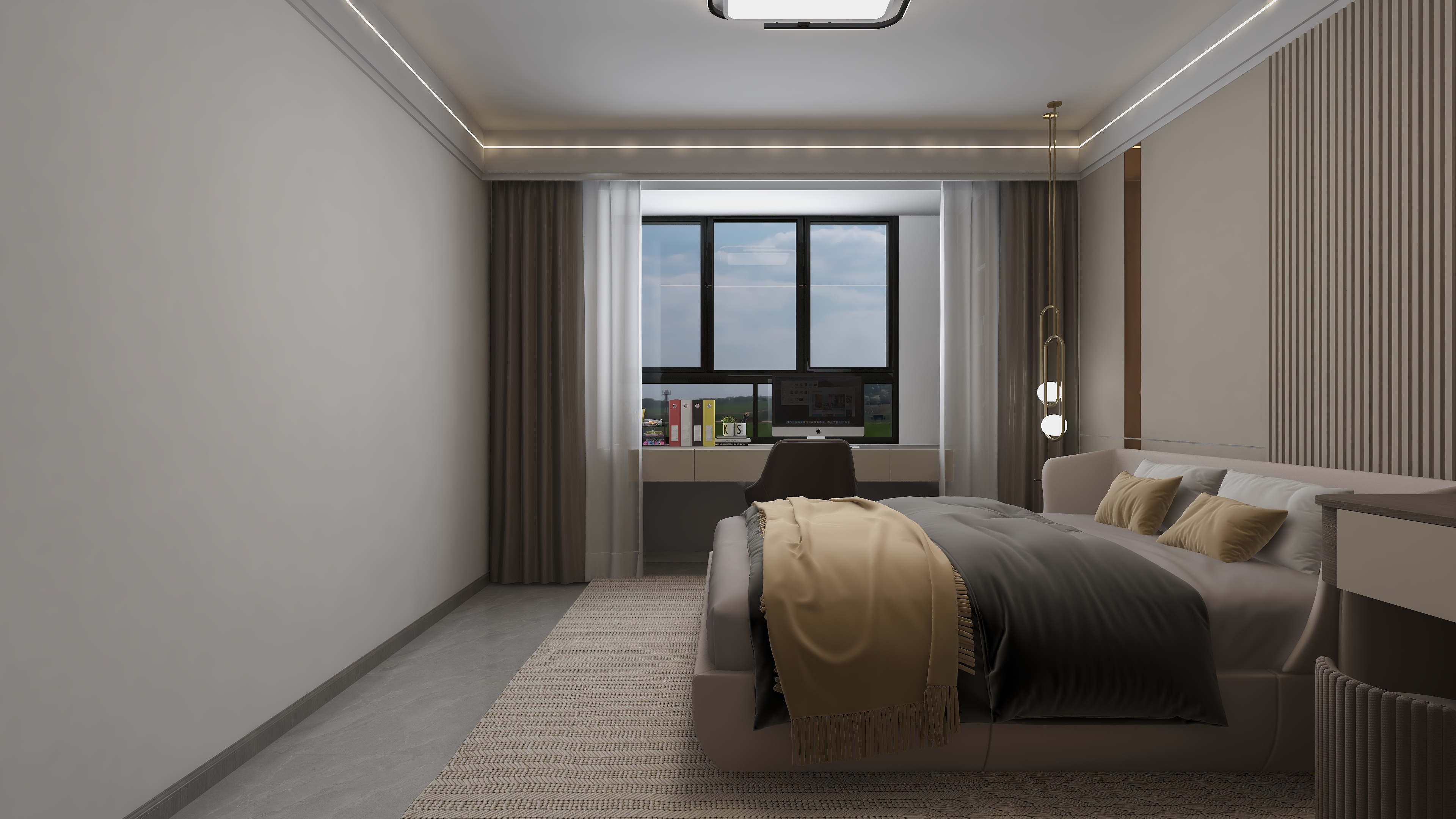 星空设计500一套-现代简约160㎡4室装修效果图