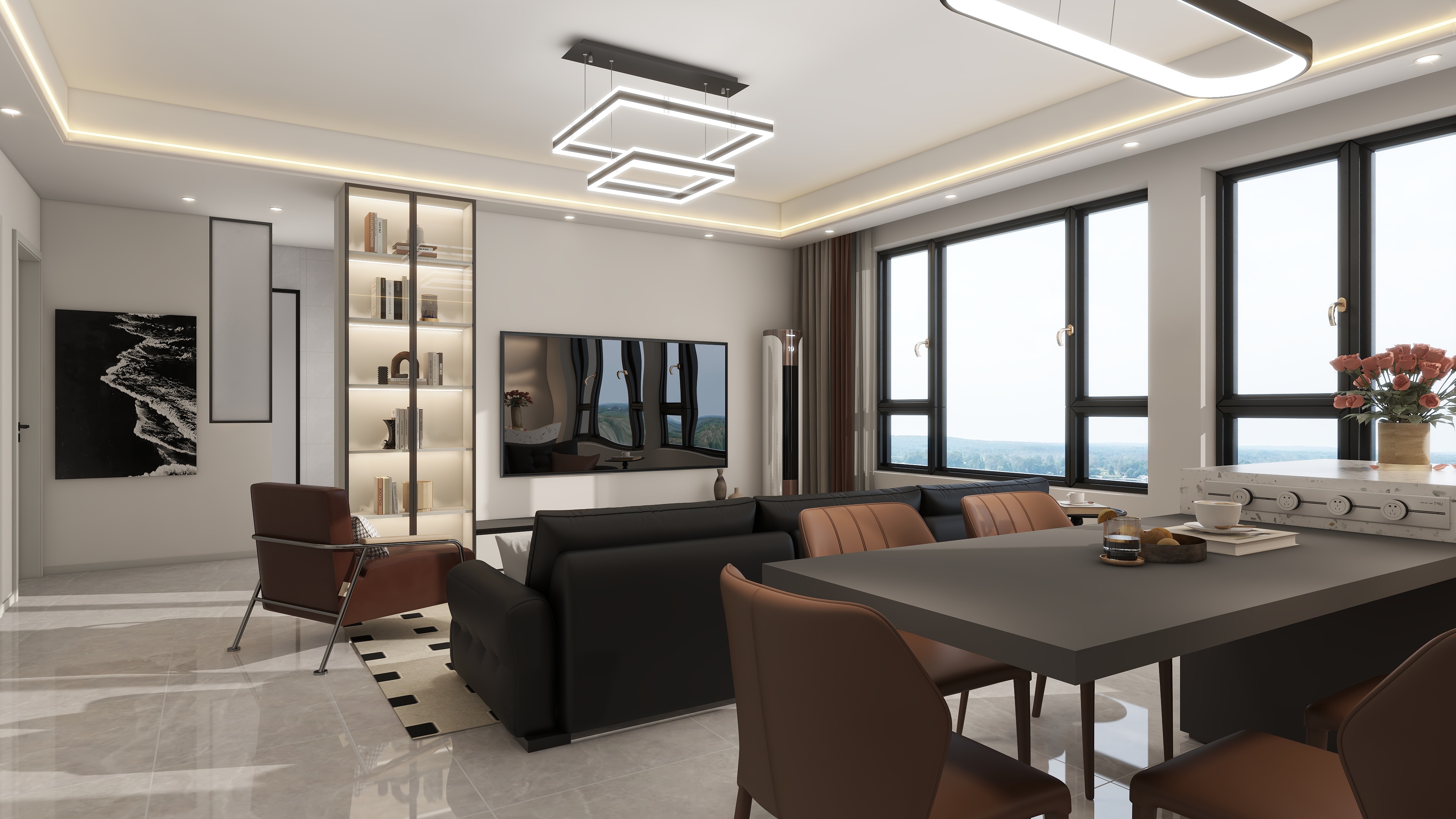 星空设计500一套-小区房现代简约117㎡3室装修效果图