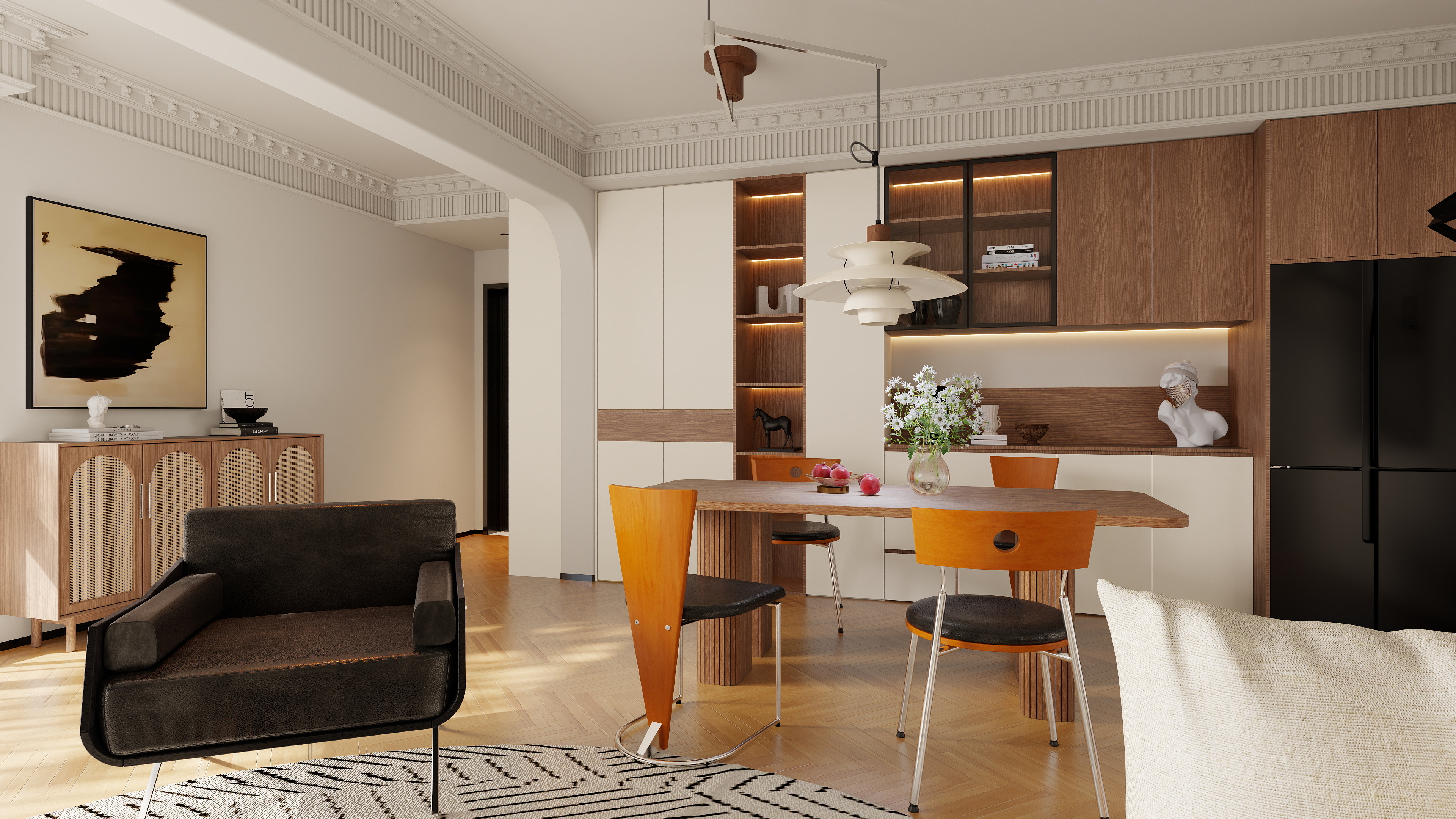 星空设计500一套-现代简约116㎡3室装修效果图