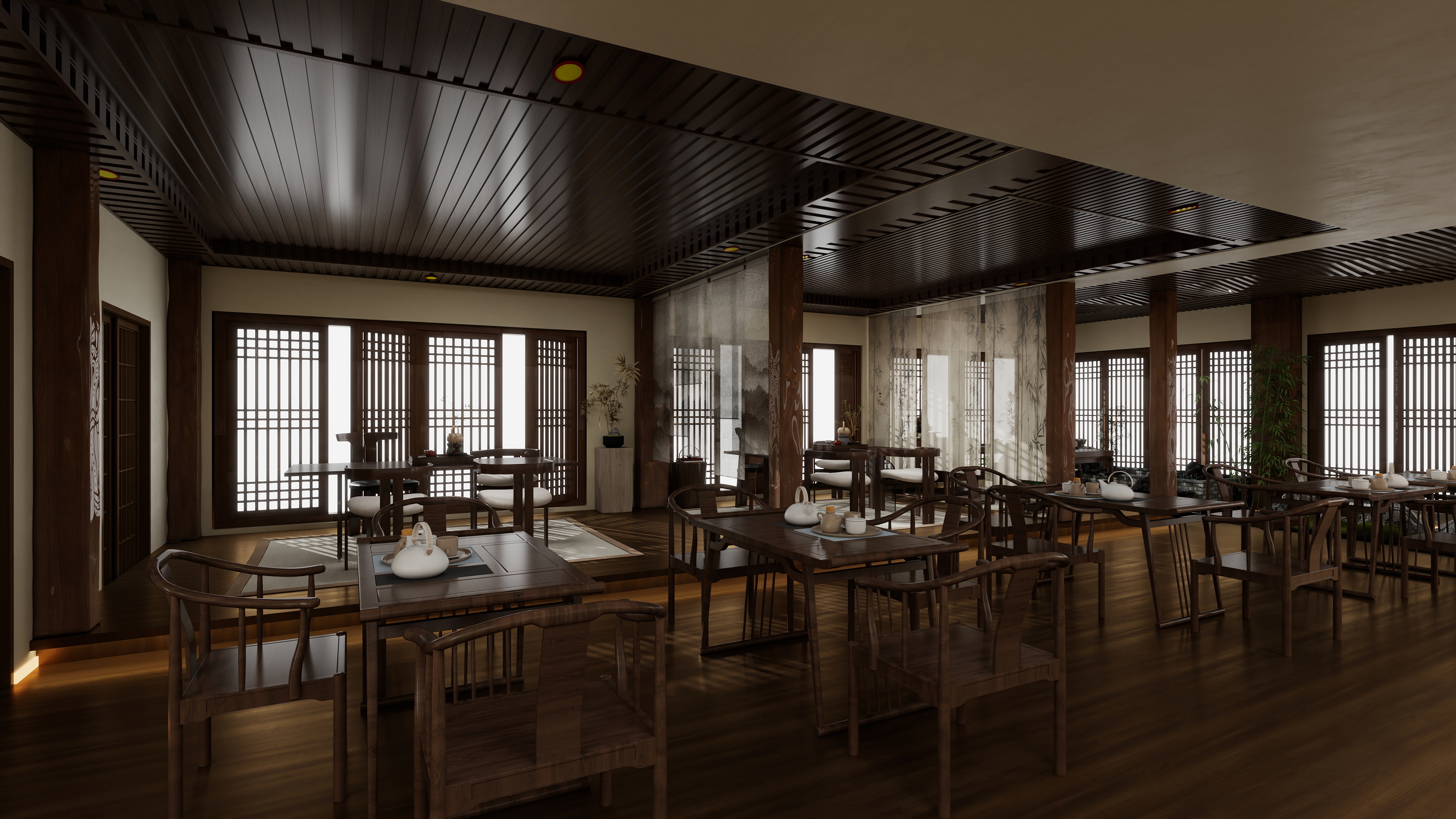 星空设计工作室design-新中式茶馆 装修效果图