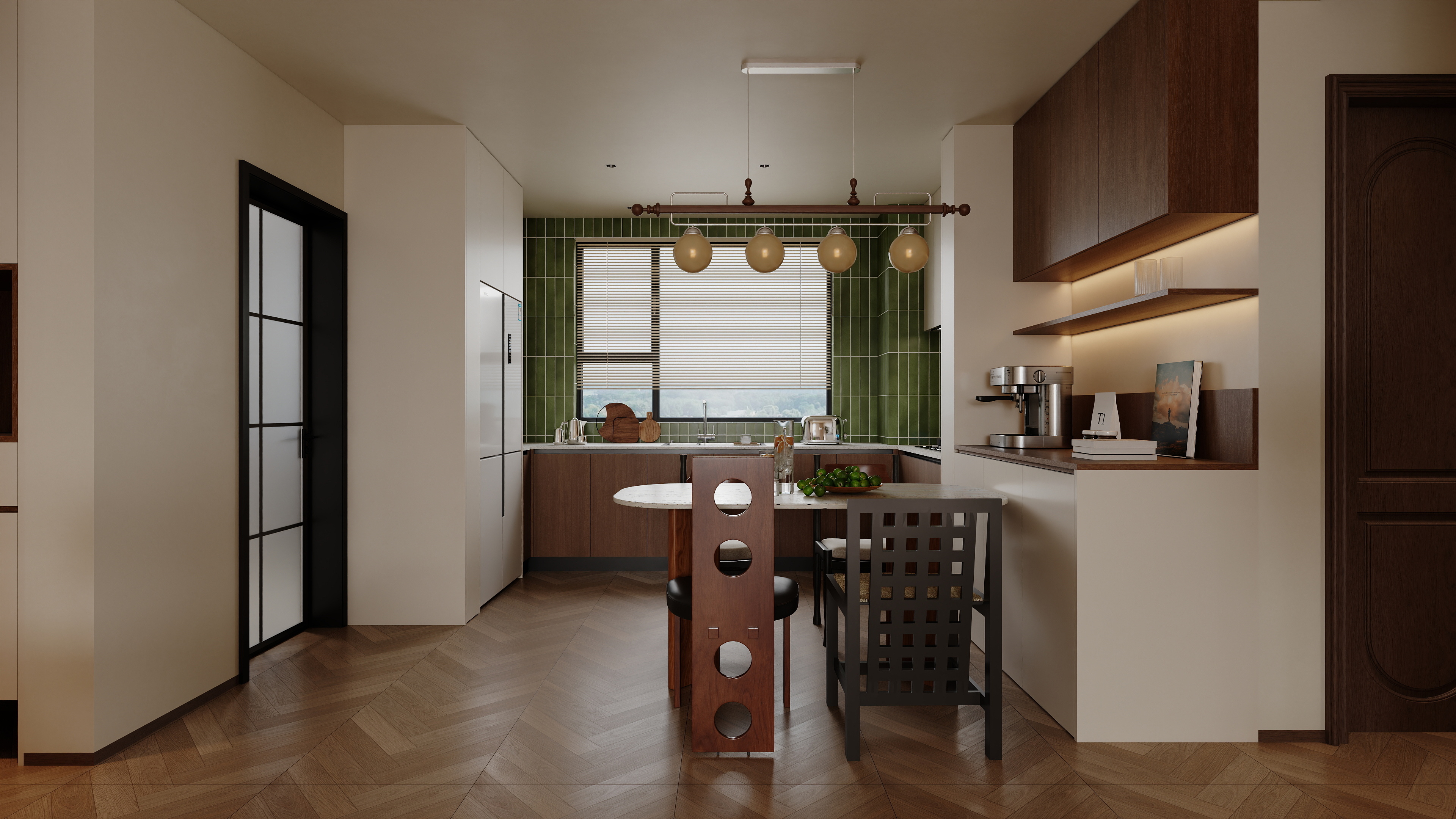 星空设计500一套-中古风3室98㎡装修效果图