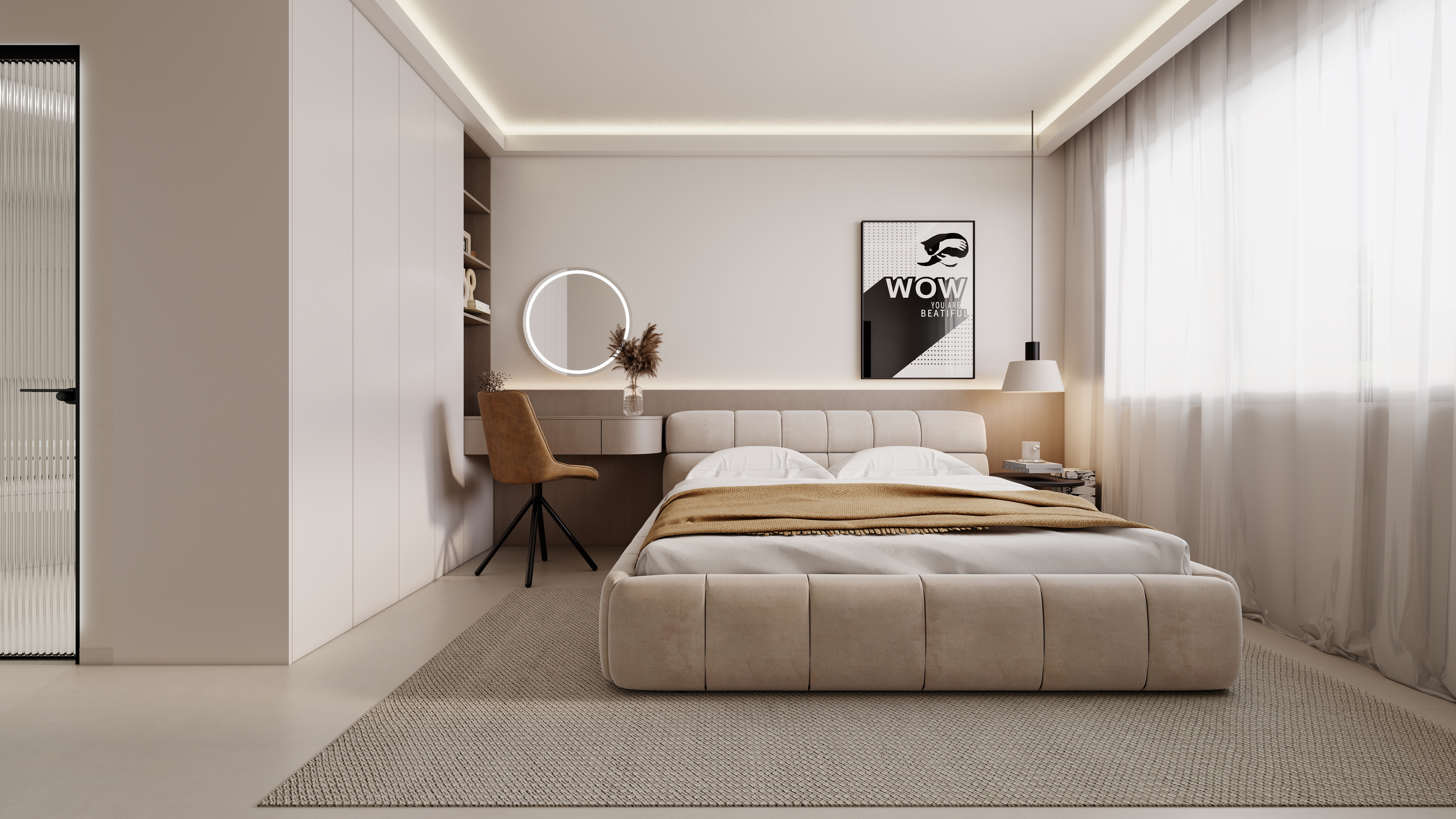 至简名设-文稳康-《艺境空间》123平现代简约|二居室一层主卧装修效果图第2张