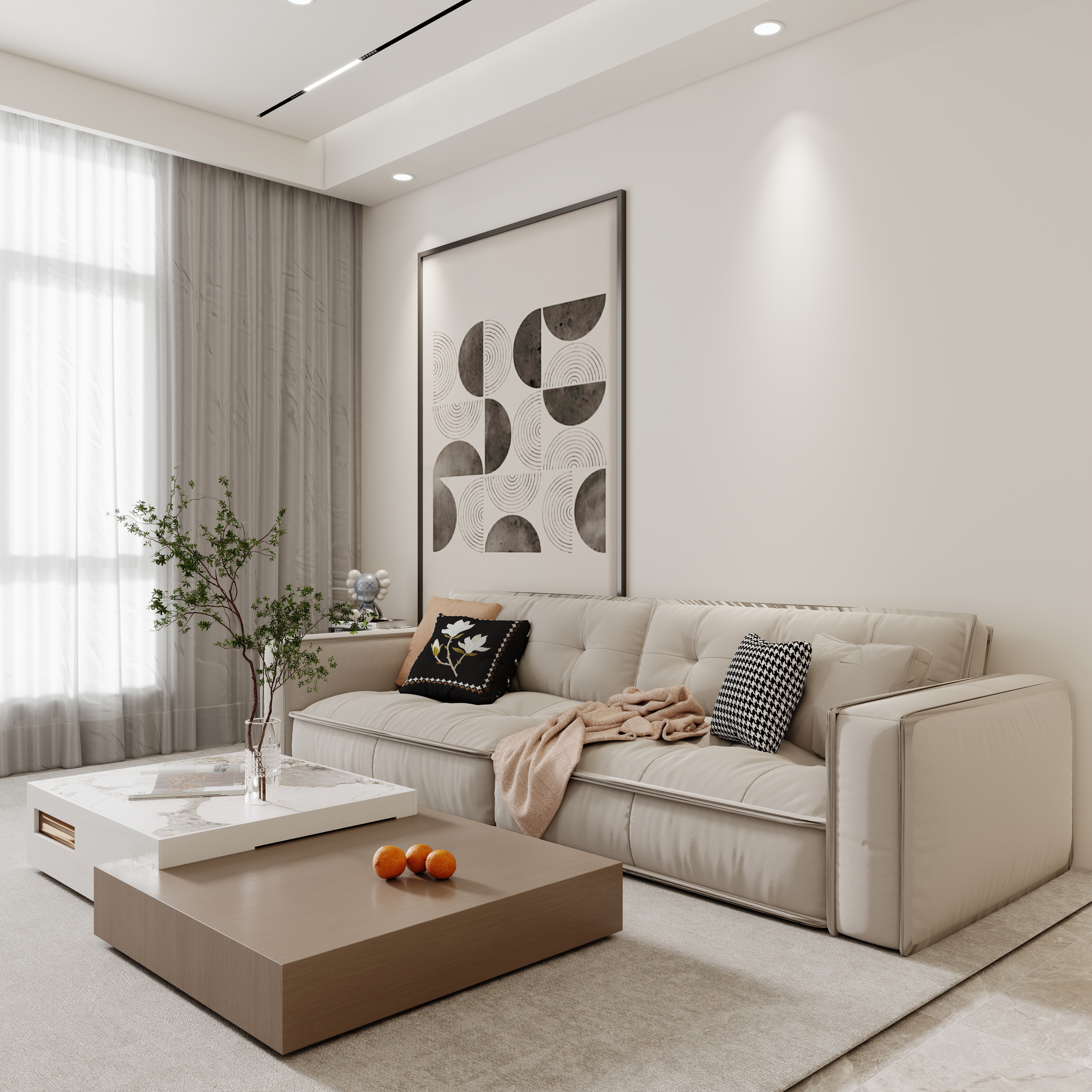 壹诺设计工作室-103㎡3室-现代简约一层客餐厅装修效果图第4张