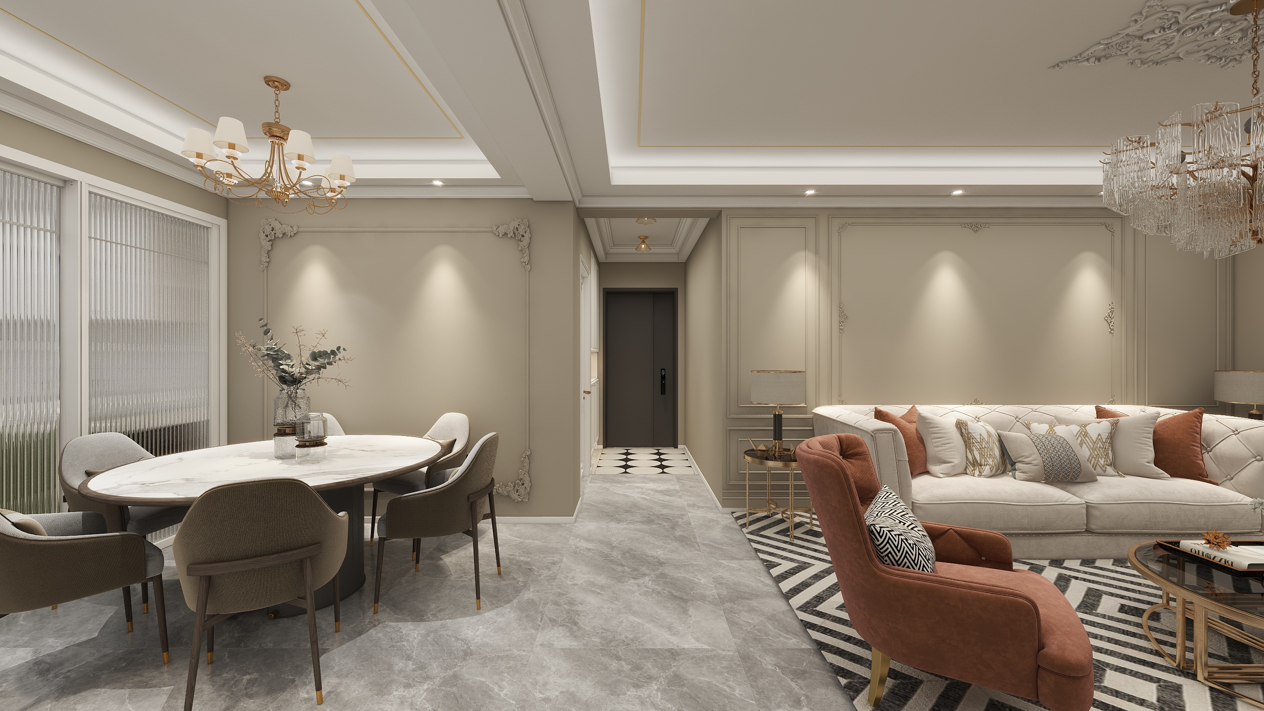小鹿设计-碧桂园剑桥郡126 轻奢  装修效果图