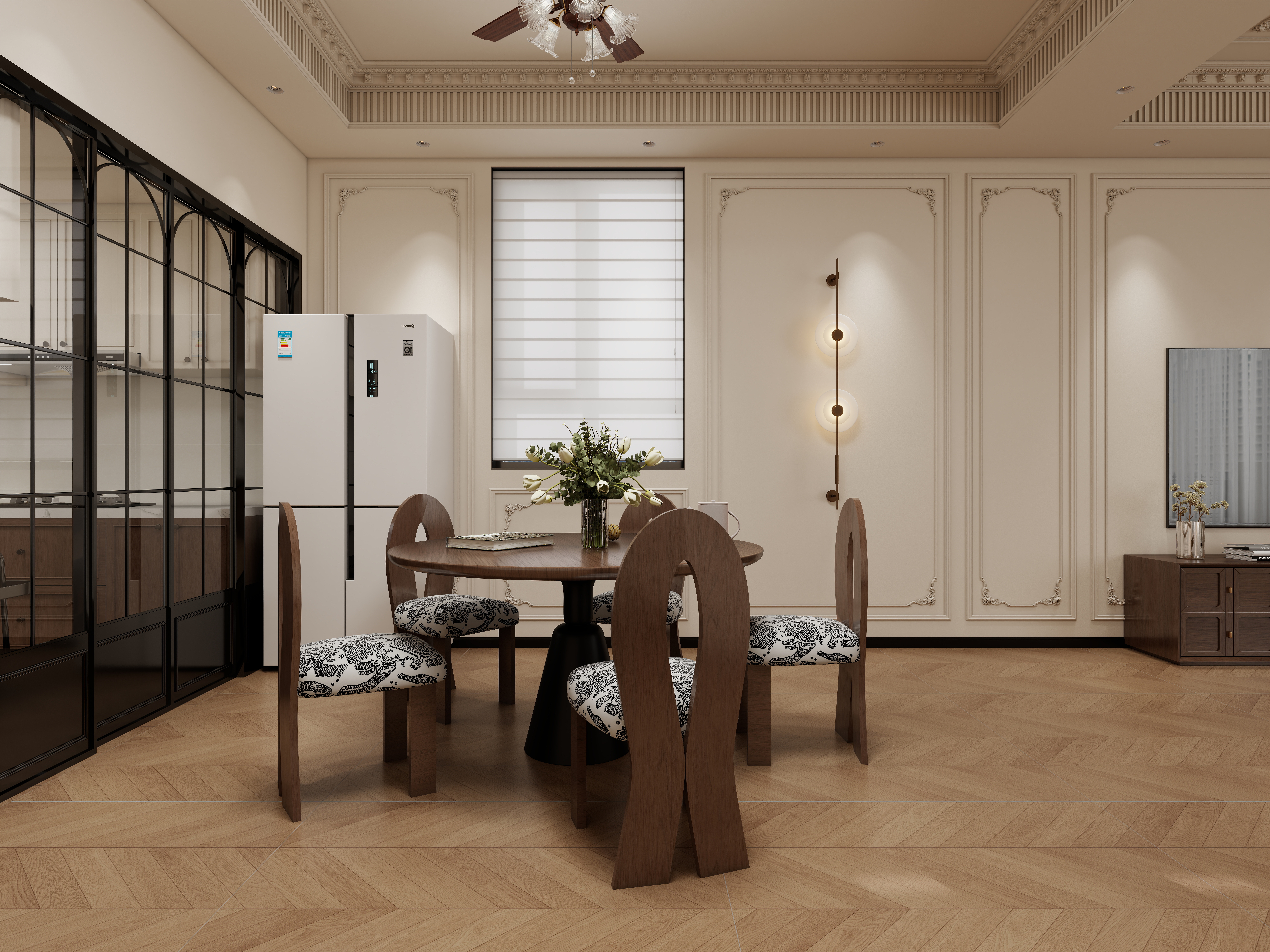 李青越-383方法式风格别墅一层客餐厅装修效果图第2张