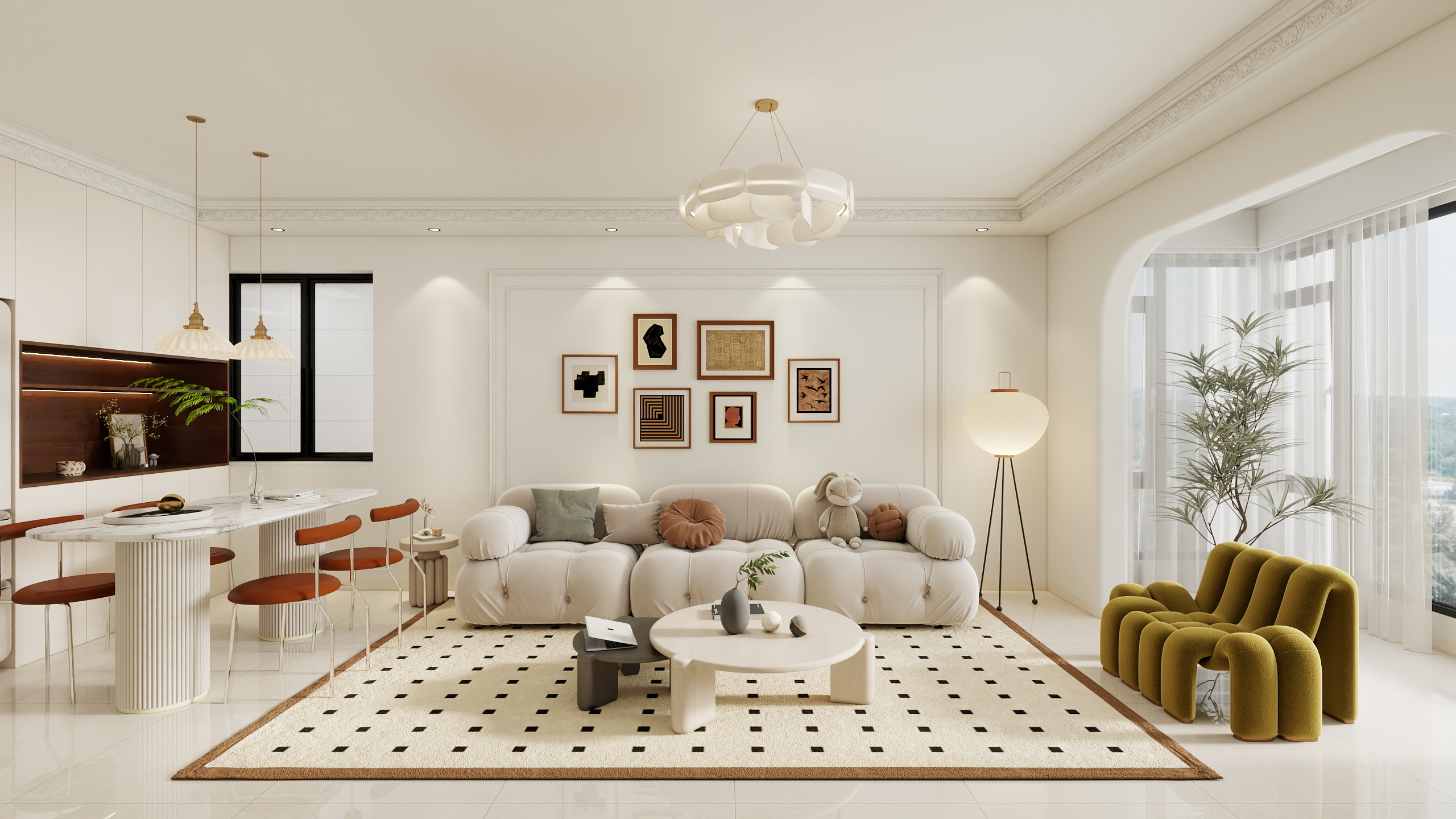 李青越-81平方法式奶油两居室装修效果图