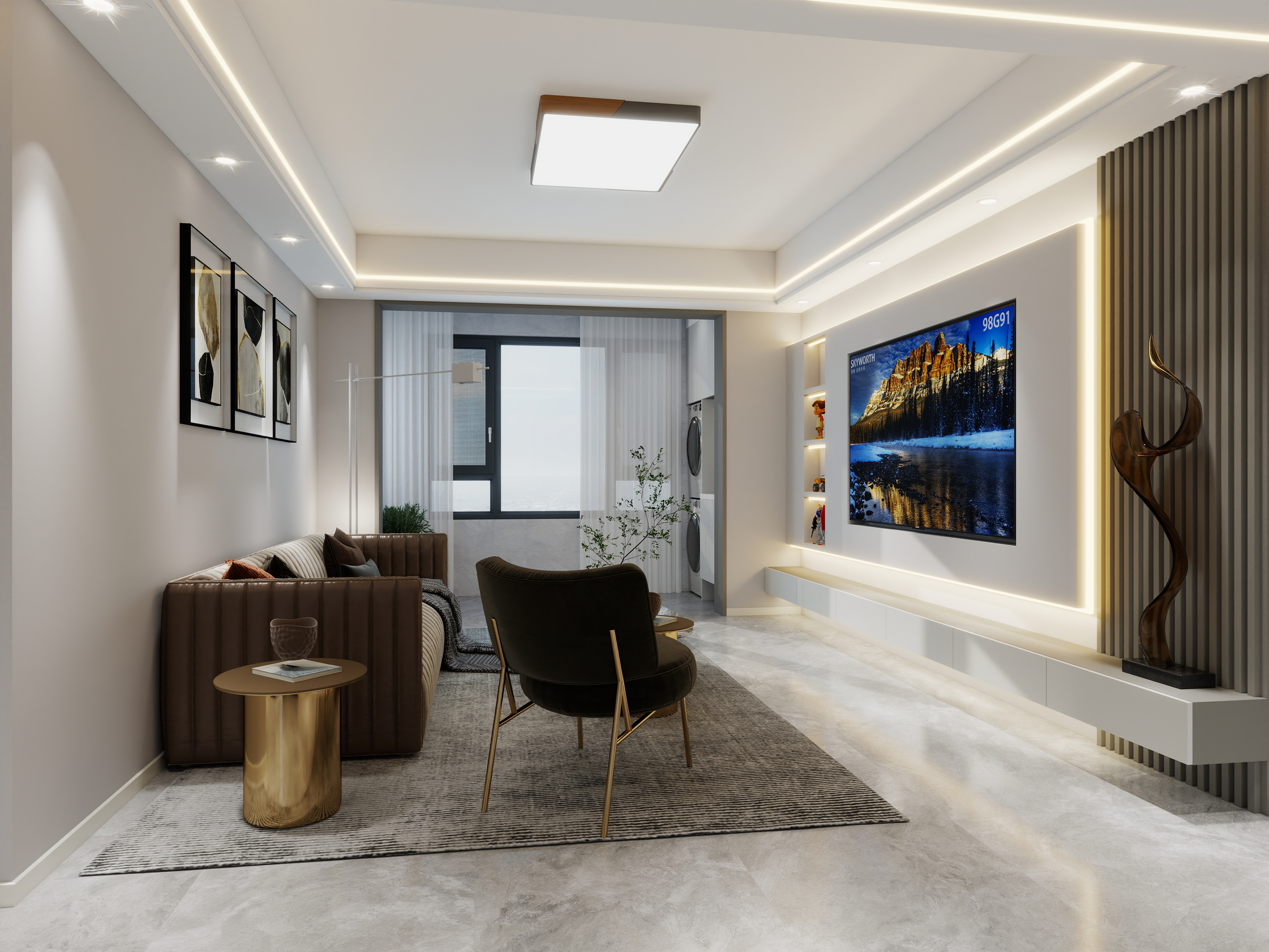 设计田工-奓山四期B区120现代轻奢装修效果图