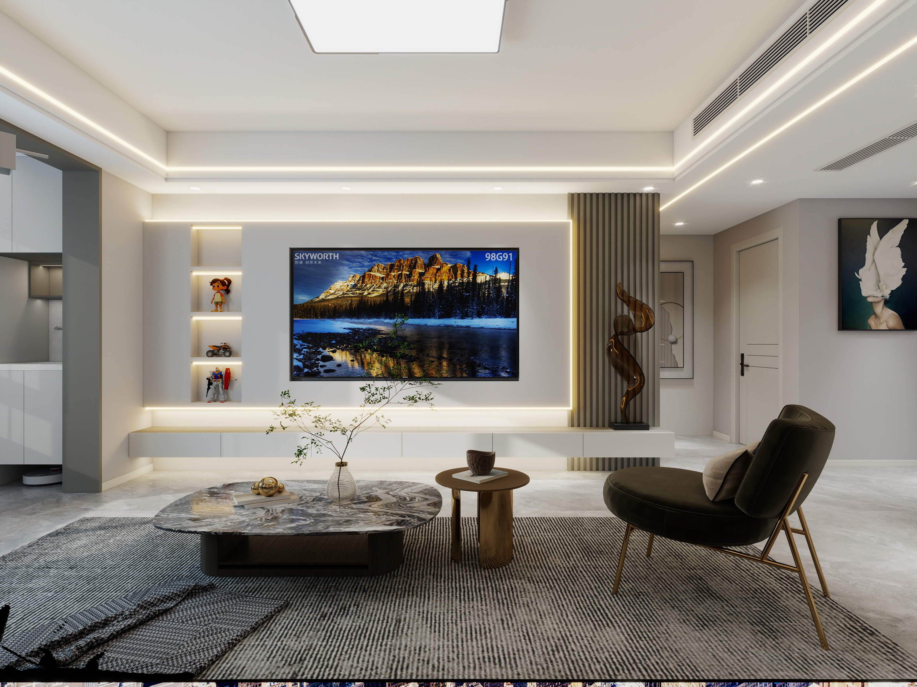 设计田工-奓山四期B区120现代轻奢-装修设计方案