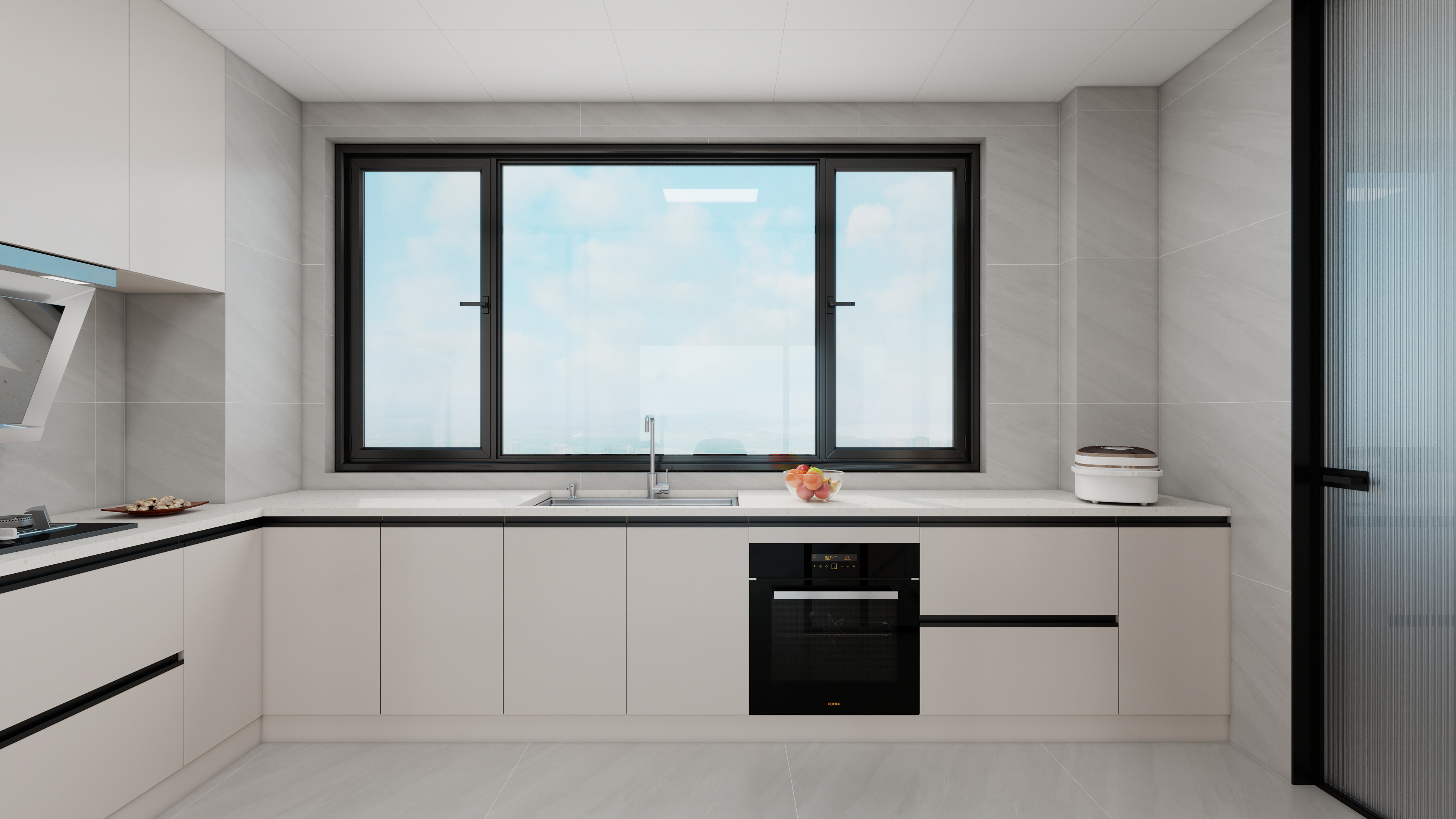 果乐设计-194方意式极简风格五居室装修效果图