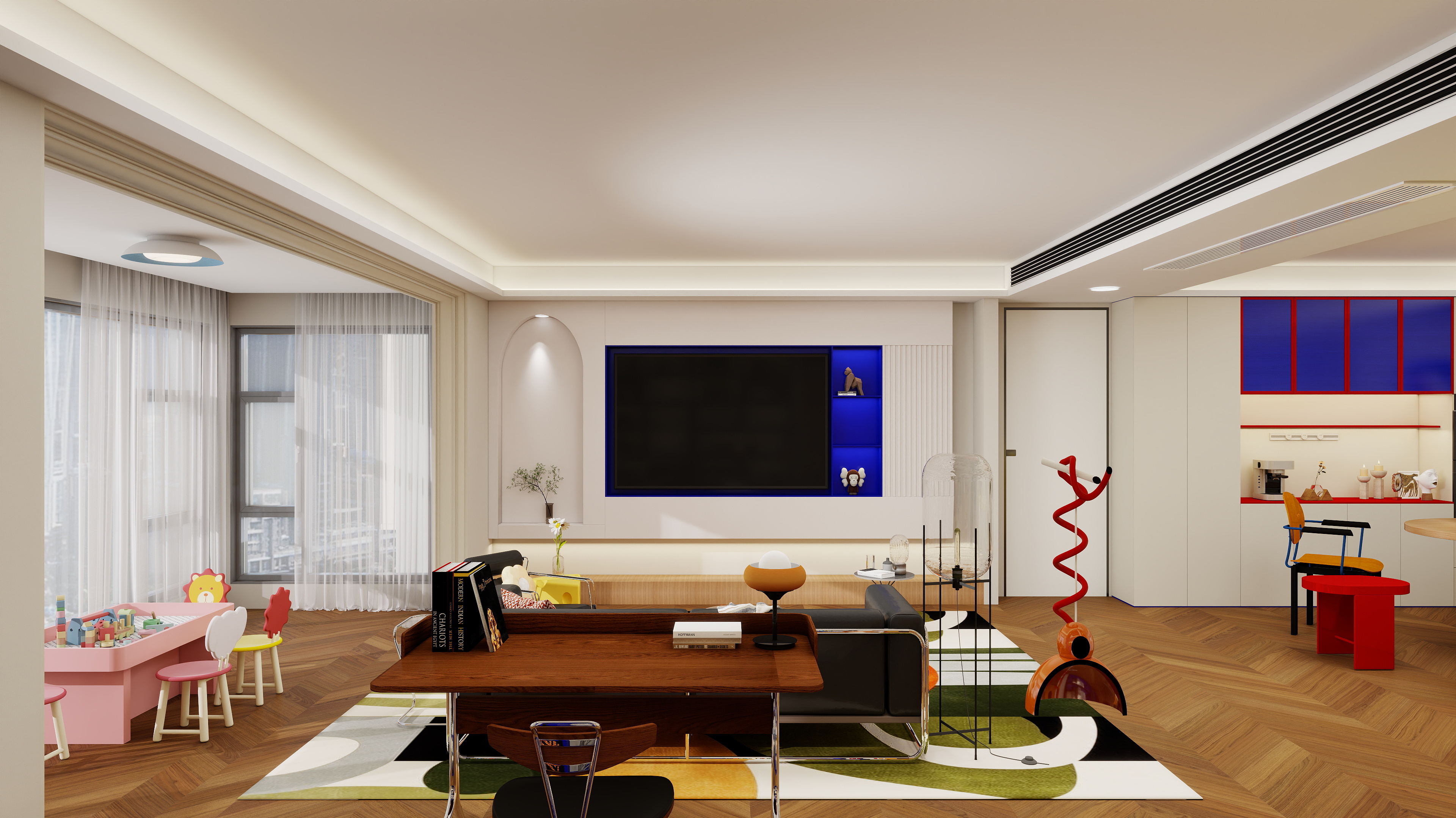 大金空调官方-孟菲斯主义的狂想：一个色彩、光影与自由呼吸的家-装修设计方案