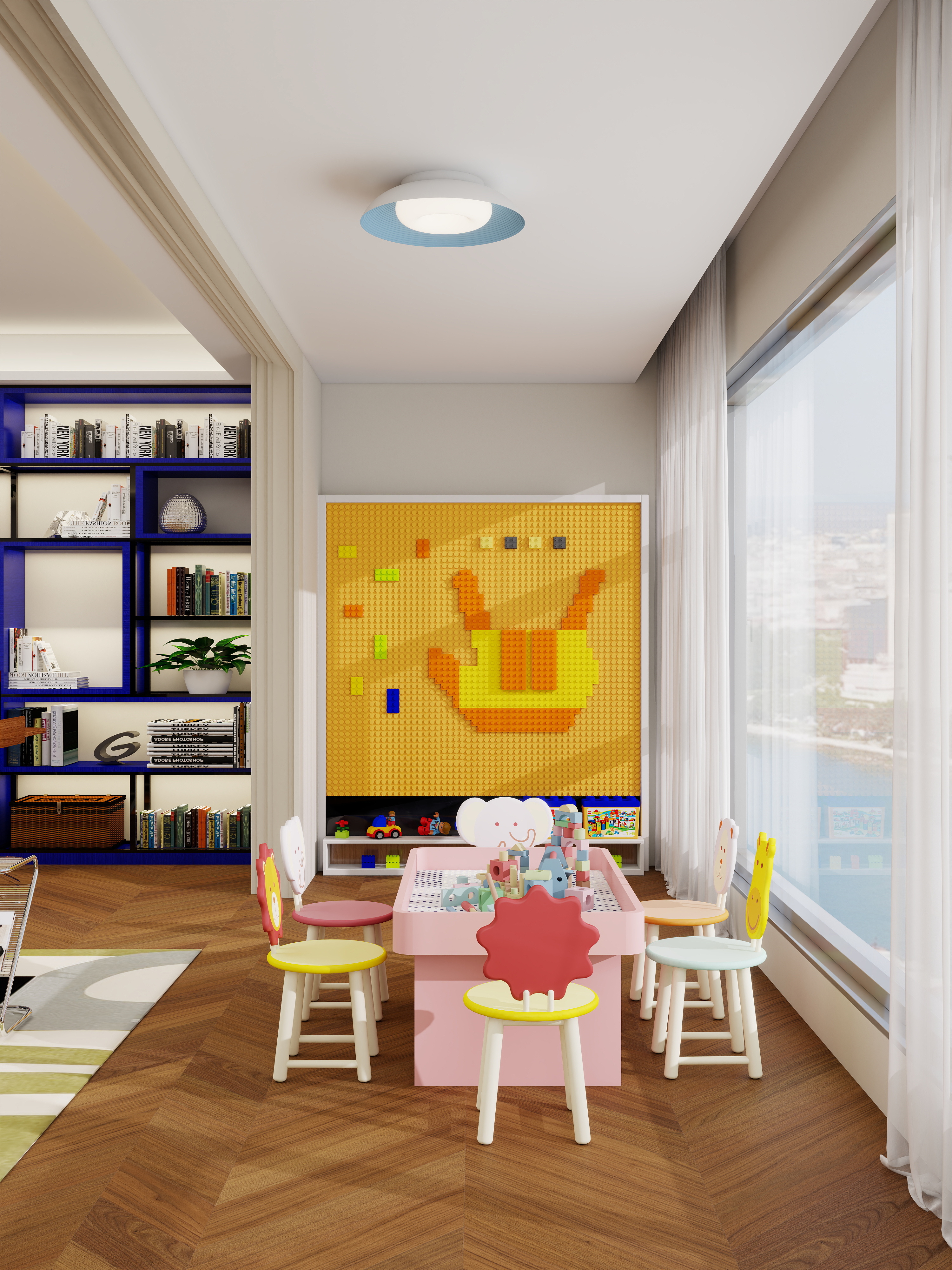 大金空调官方-孟菲斯主义的狂想：一个色彩、光影与自由呼吸的家装修效果图