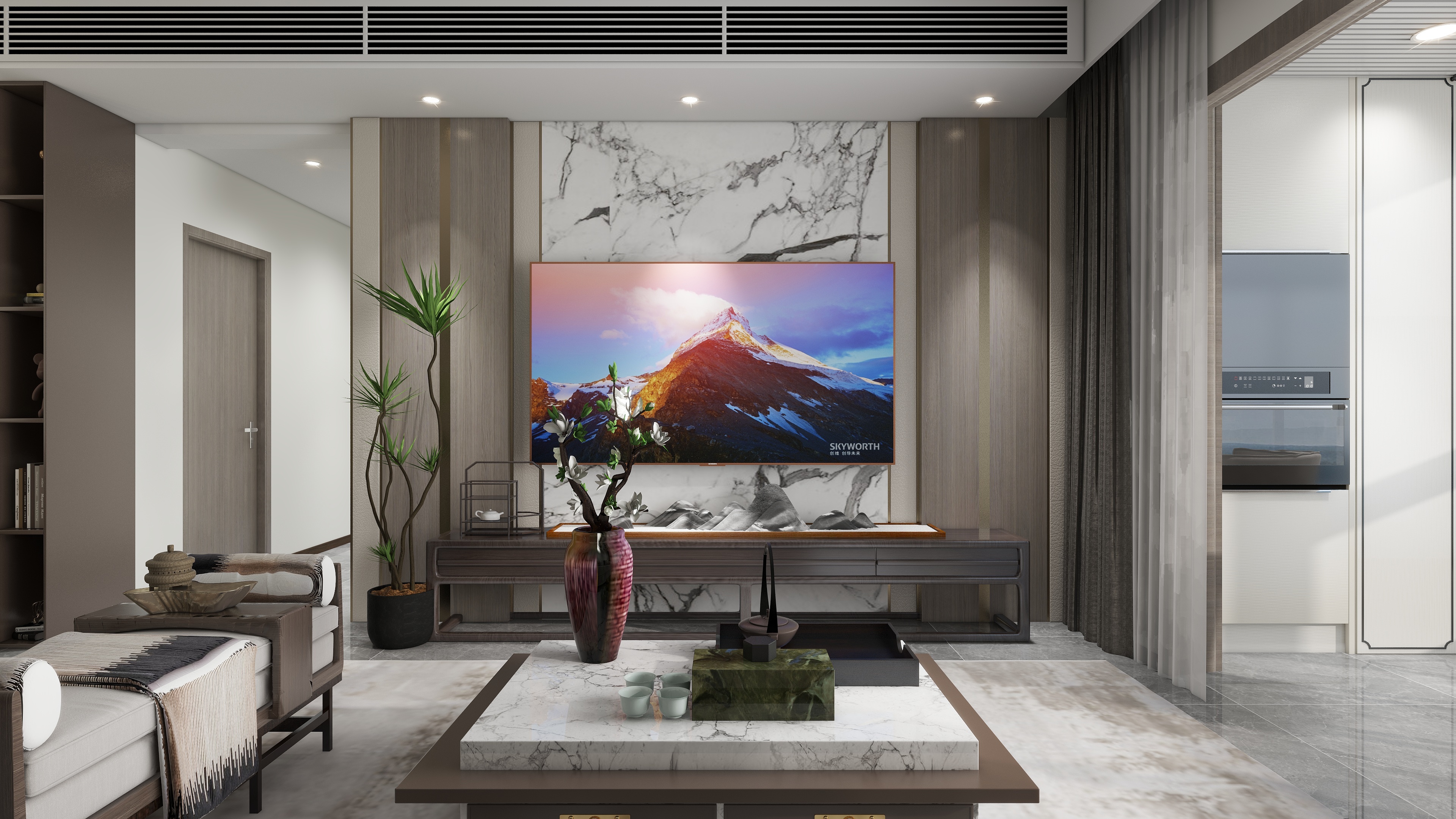 星空设计500一套-新中式106㎡3室装修效果图