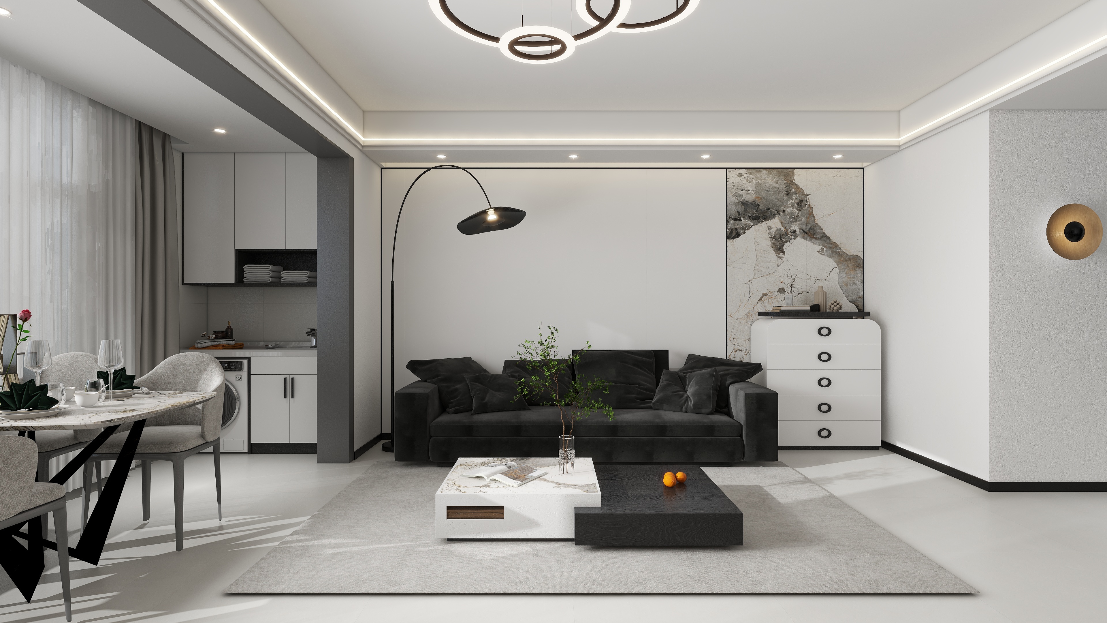 星空设计500一套-现代简约89㎡3室装修效果图