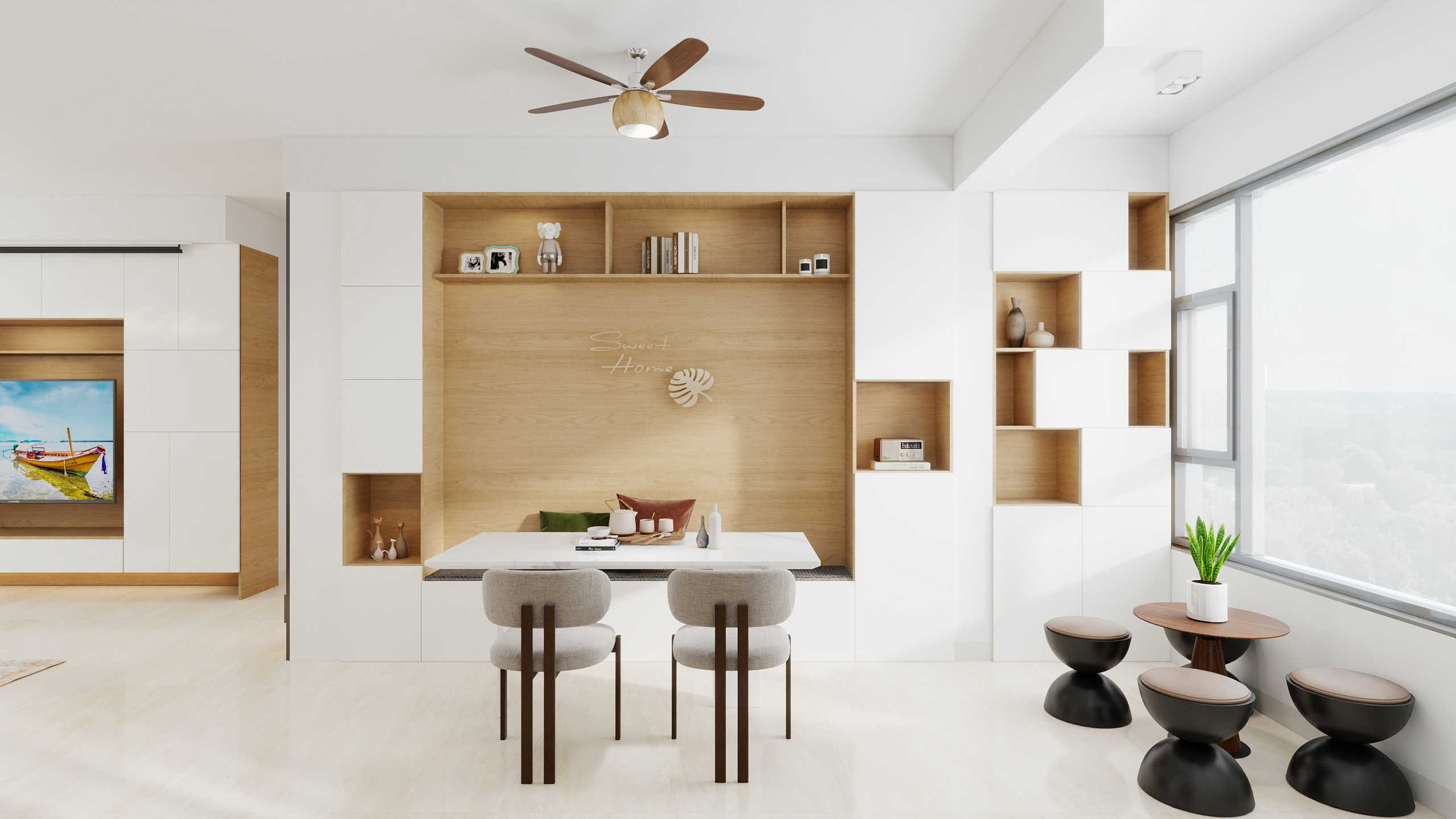 设计师小辉哥-102㎡3室（奶油）简约-装修设计方案