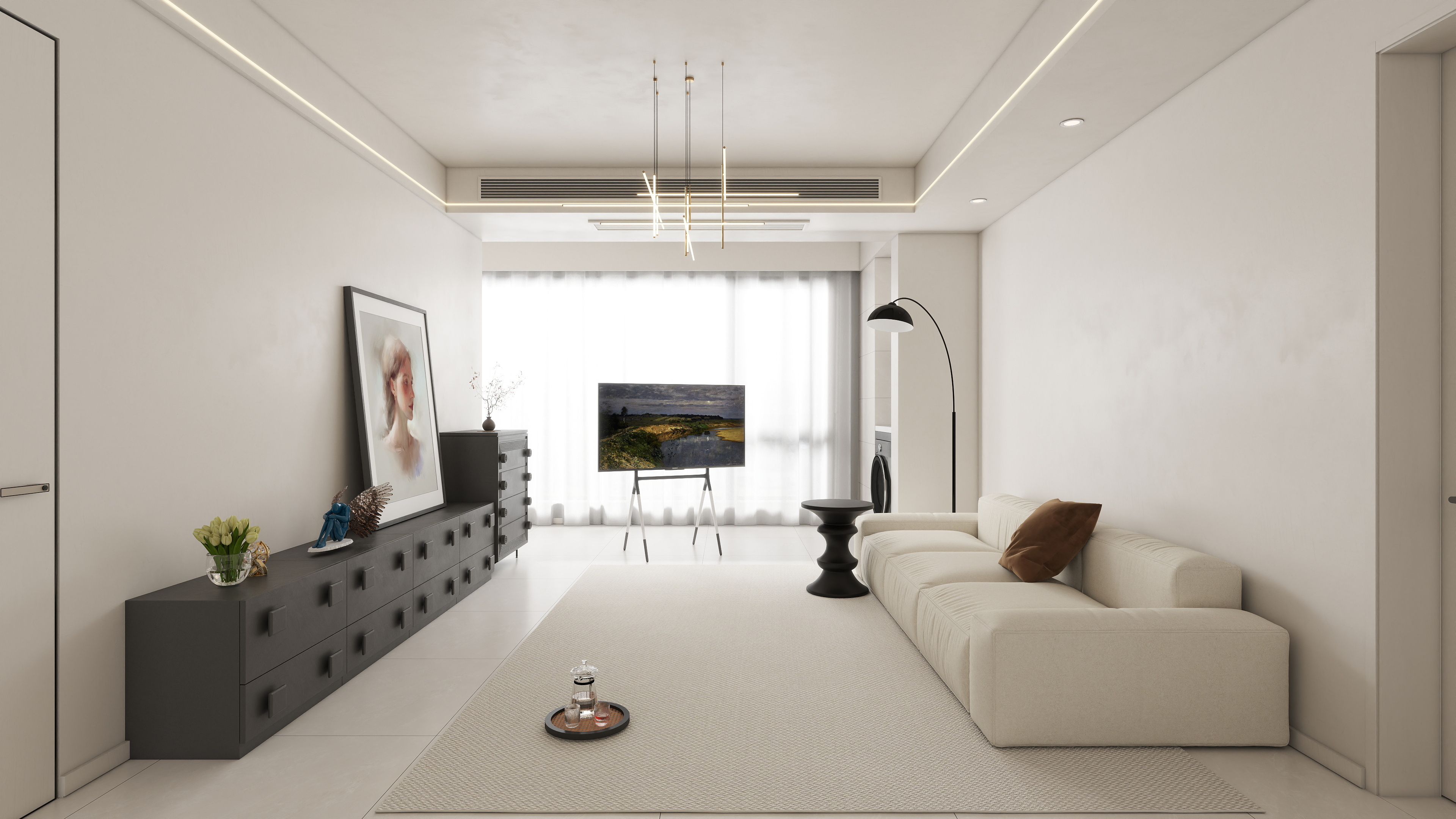 星空设计500一套-小区房现代简约120㎡4室装修效果图