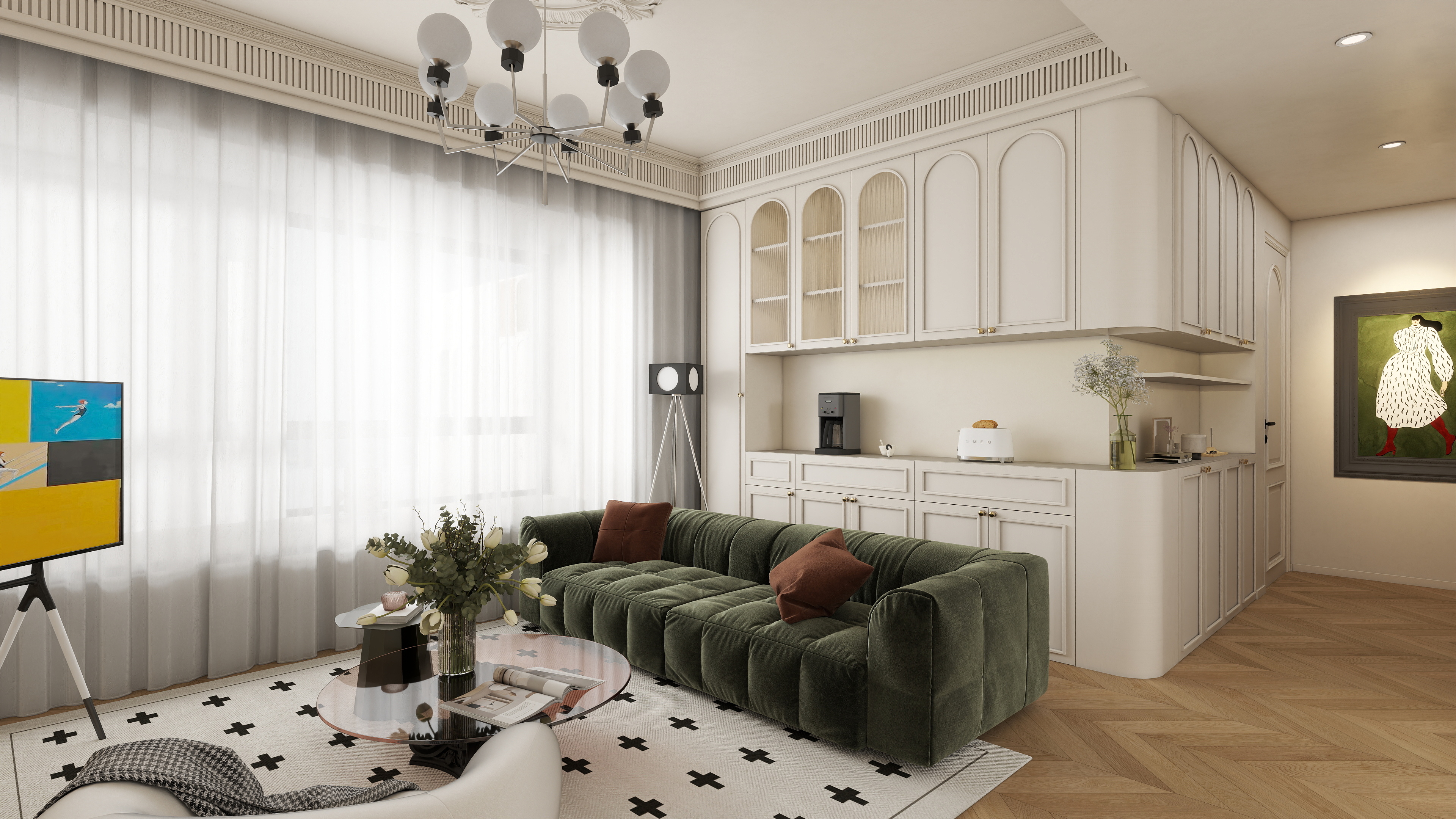 星空设计500一套-法式奶油风装修效果图