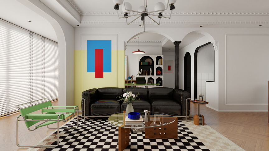 星空设计500一套-法式包豪斯混搭风格装修效果图