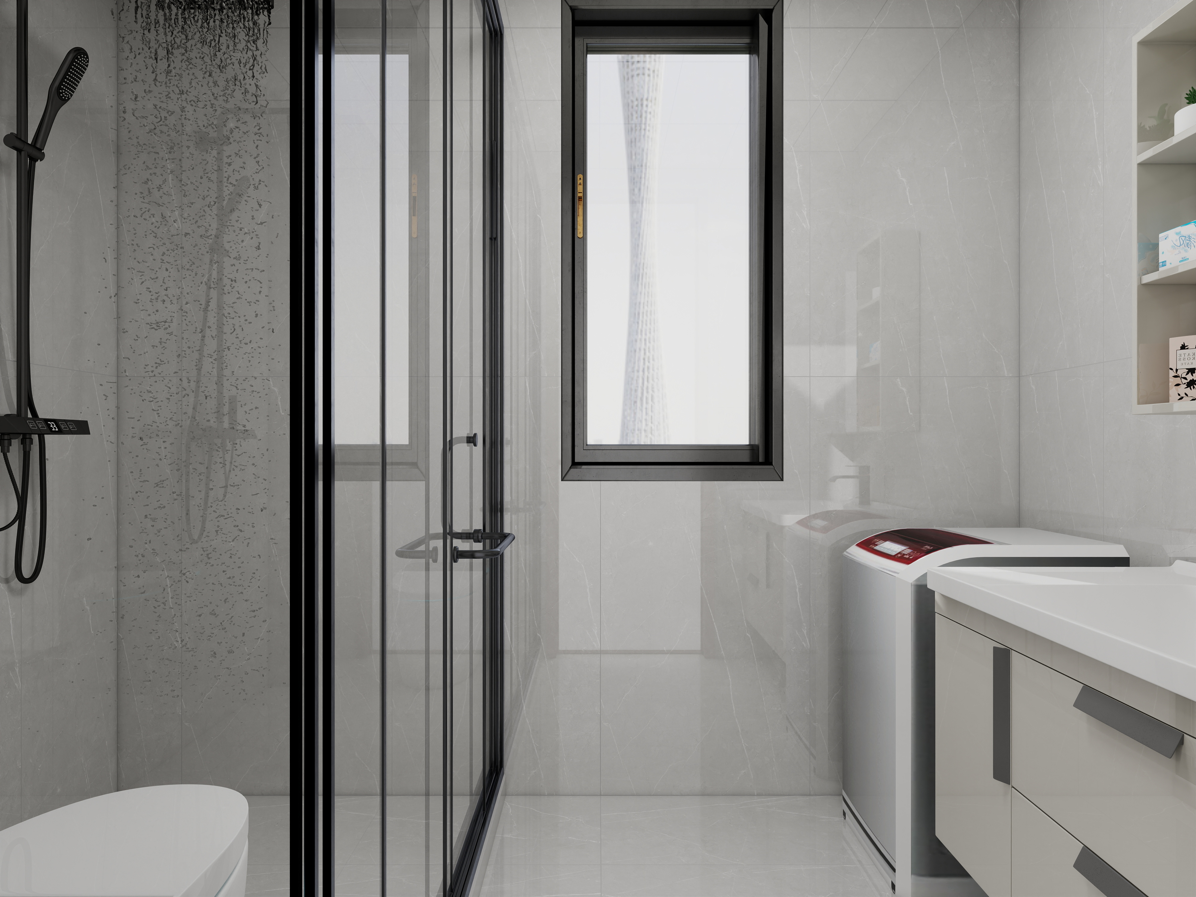 天水全案设计师白老师-和光尘樾95m² 4号楼3楼 - 1402一层卫生间装修效果图第3张