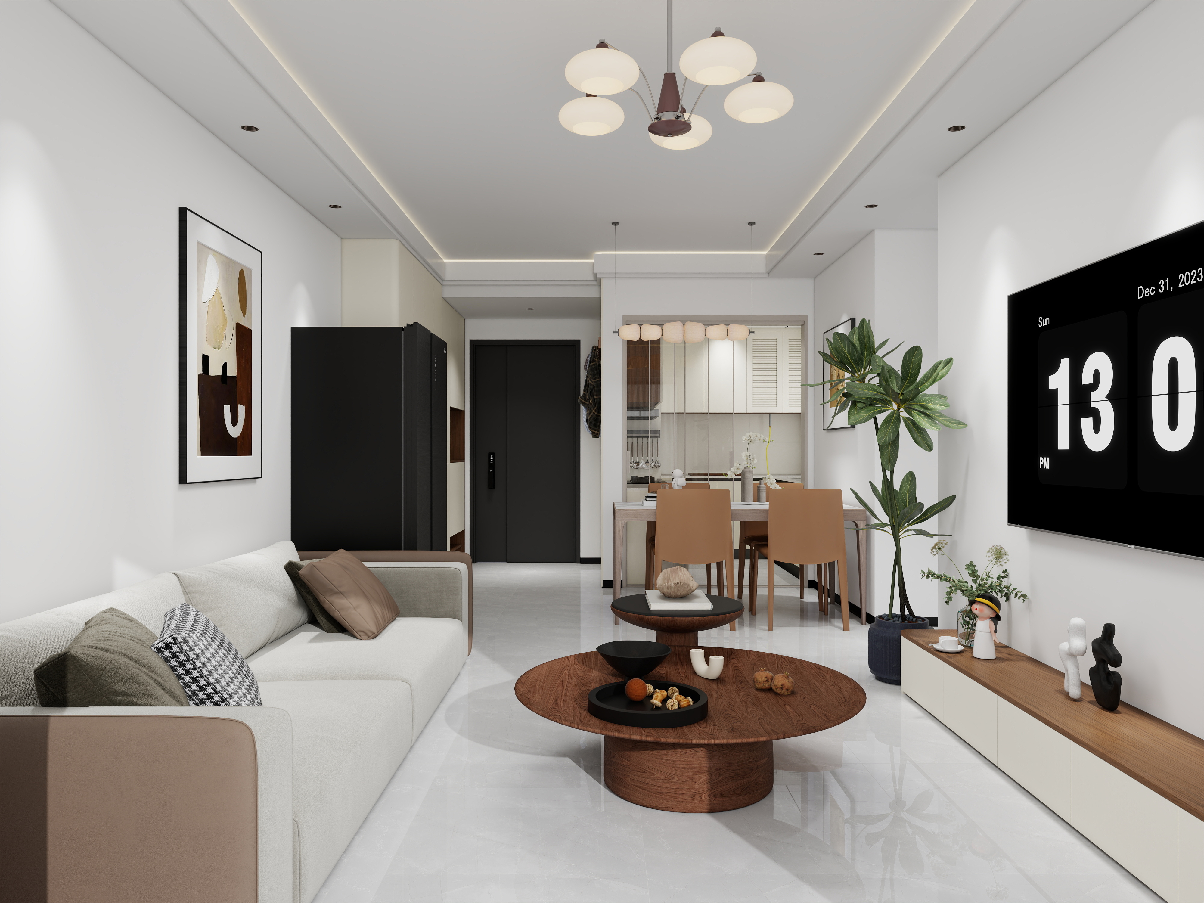 天水全案设计师白老师-和光尘樾95m² 4号楼3楼 - 1402一层客餐厅装修效果图第3张