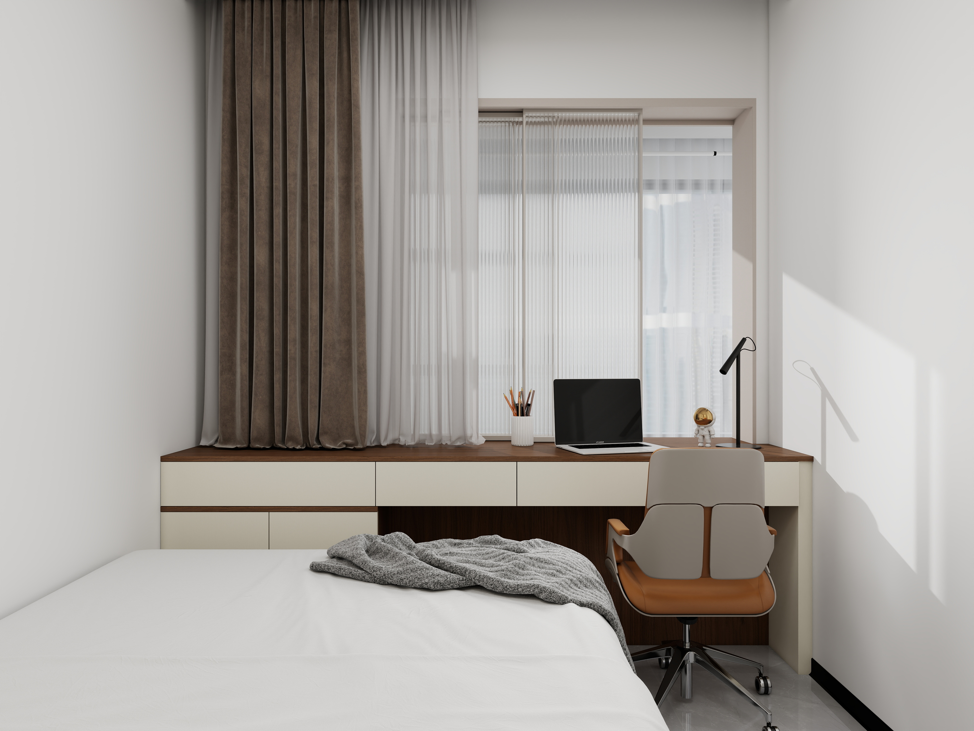 天水全案设计师白老师-和光尘樾95m² 4号楼3楼 - 1402一层次卧装修效果图第3张