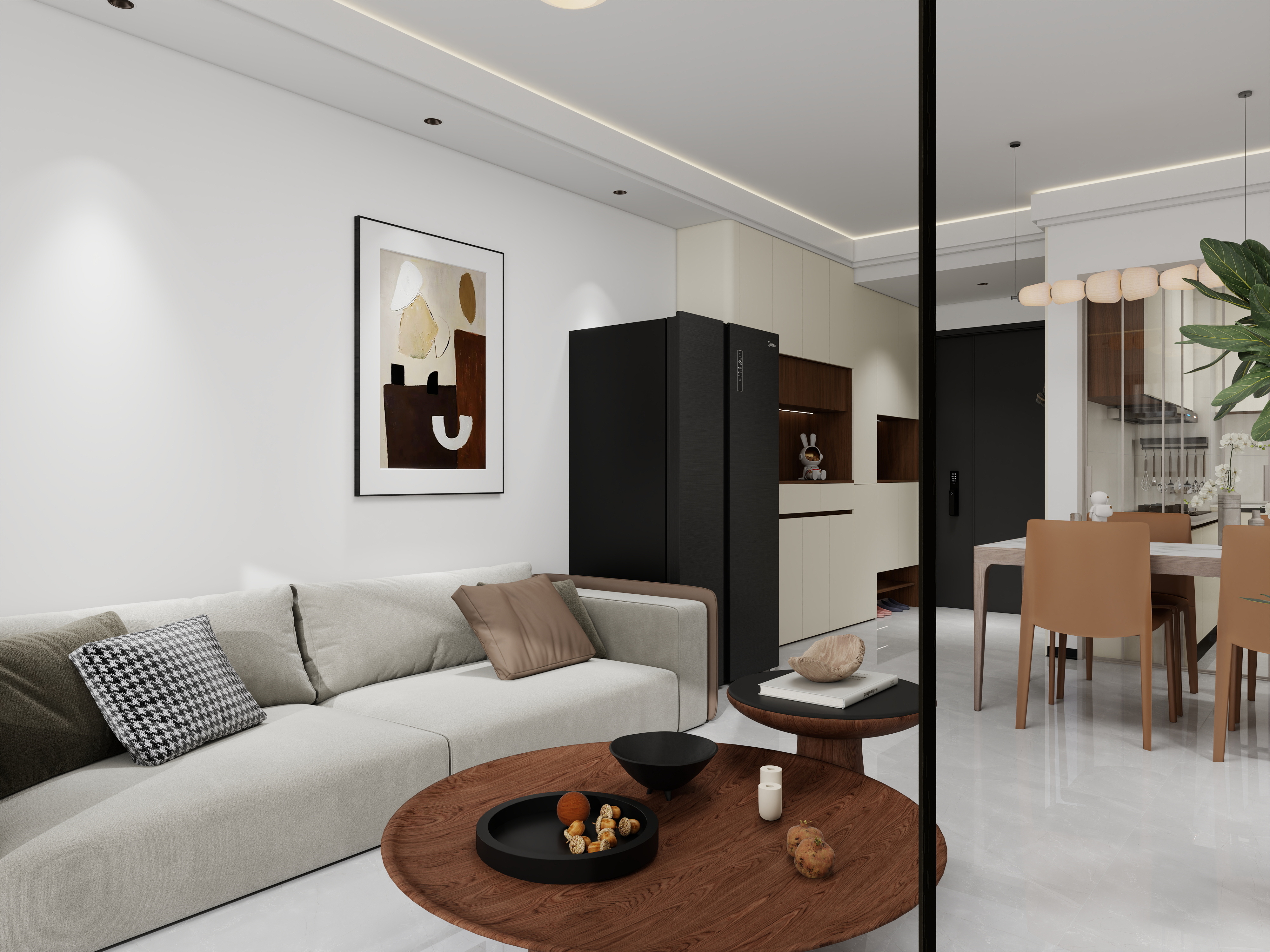 天水全案设计师白老师-和光尘樾95m² 4号楼3楼 - 1402一层客餐厅装修效果图第2张