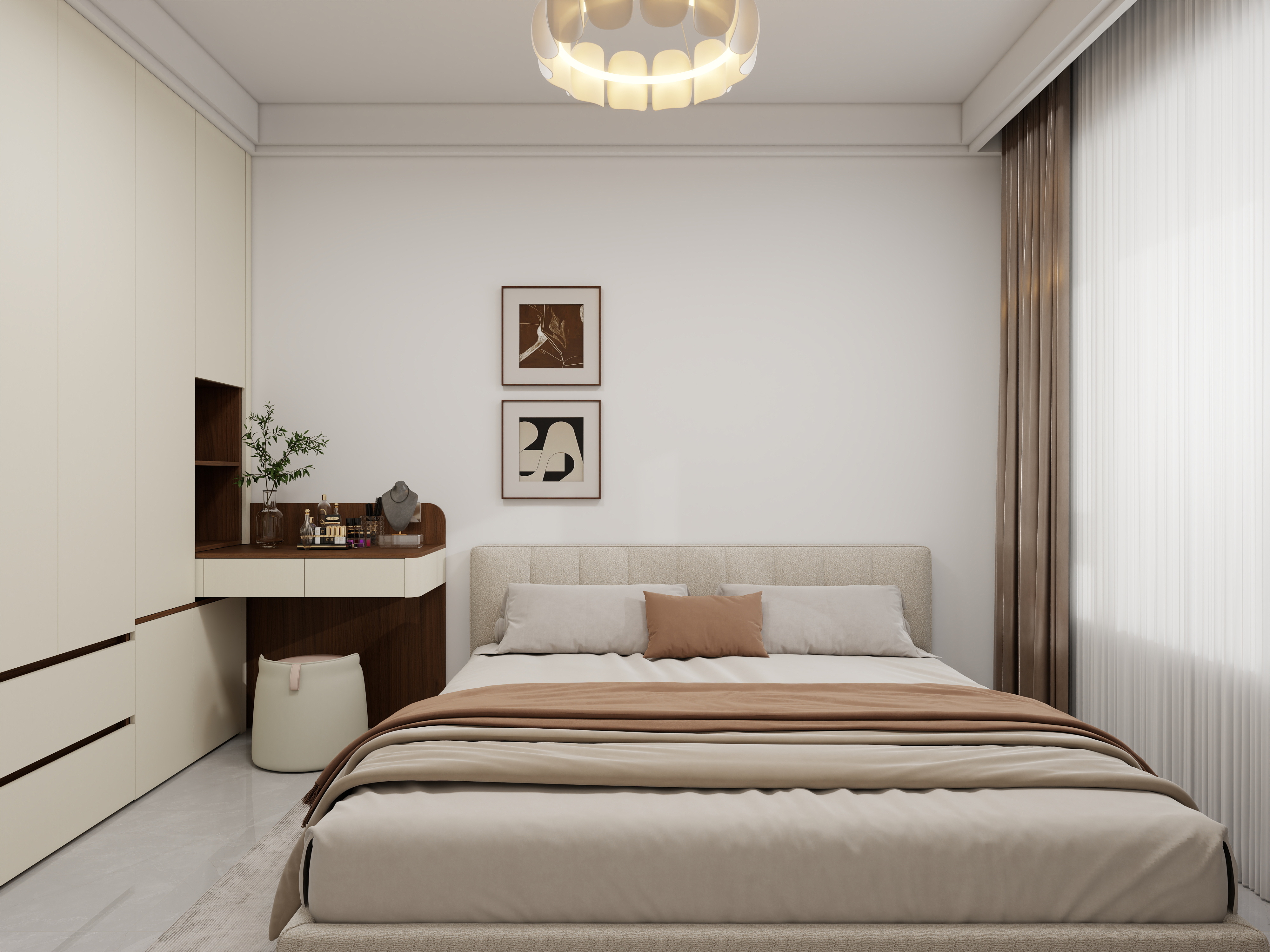 天水全案设计师白老师-和光尘樾95m² 4号楼3楼 - 1402一层主卧装修效果图第1张