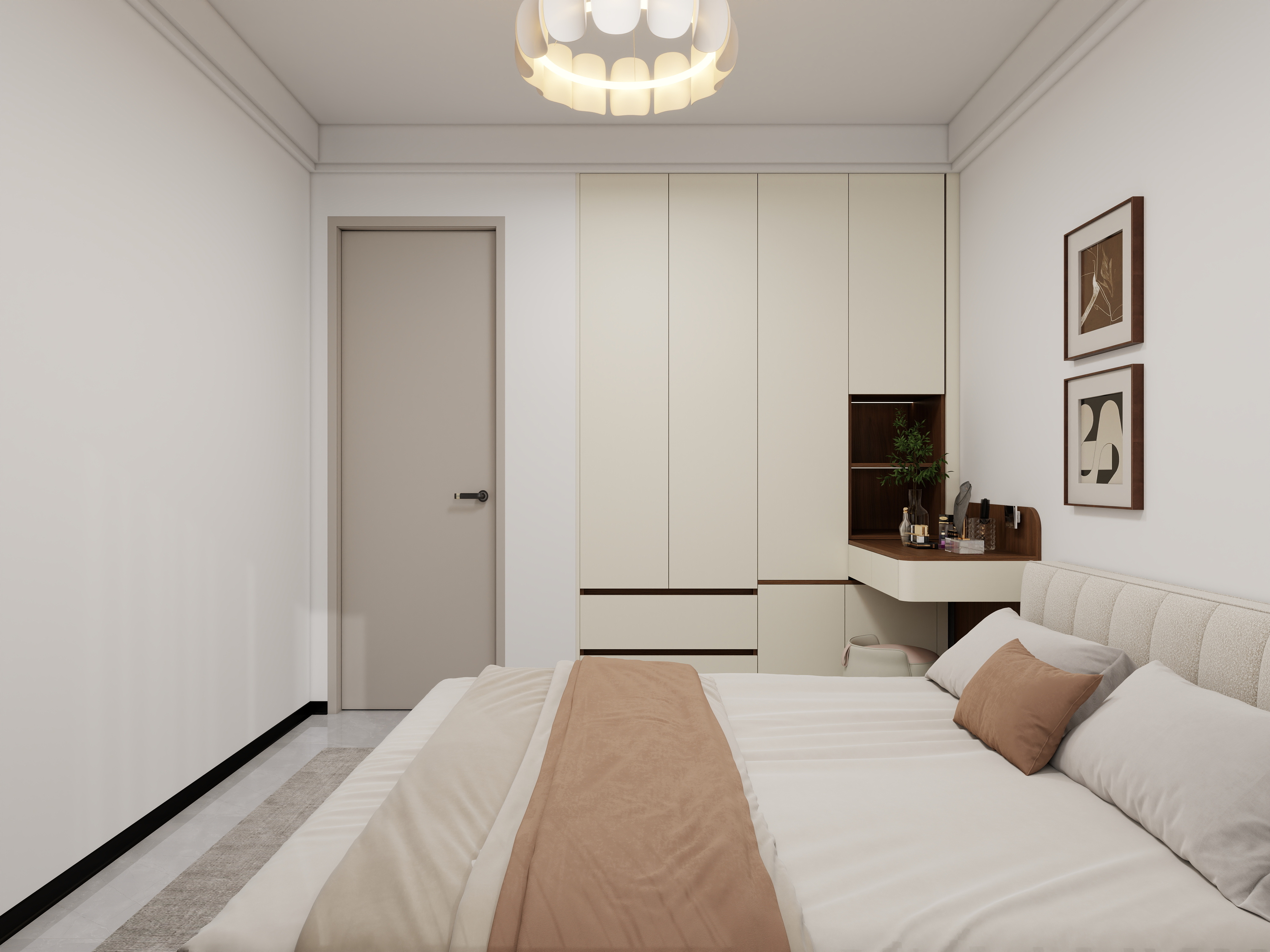 天水全案设计师白老师-和光尘樾95m² 4号楼3楼 - 1402一层主卧装修效果图第3张