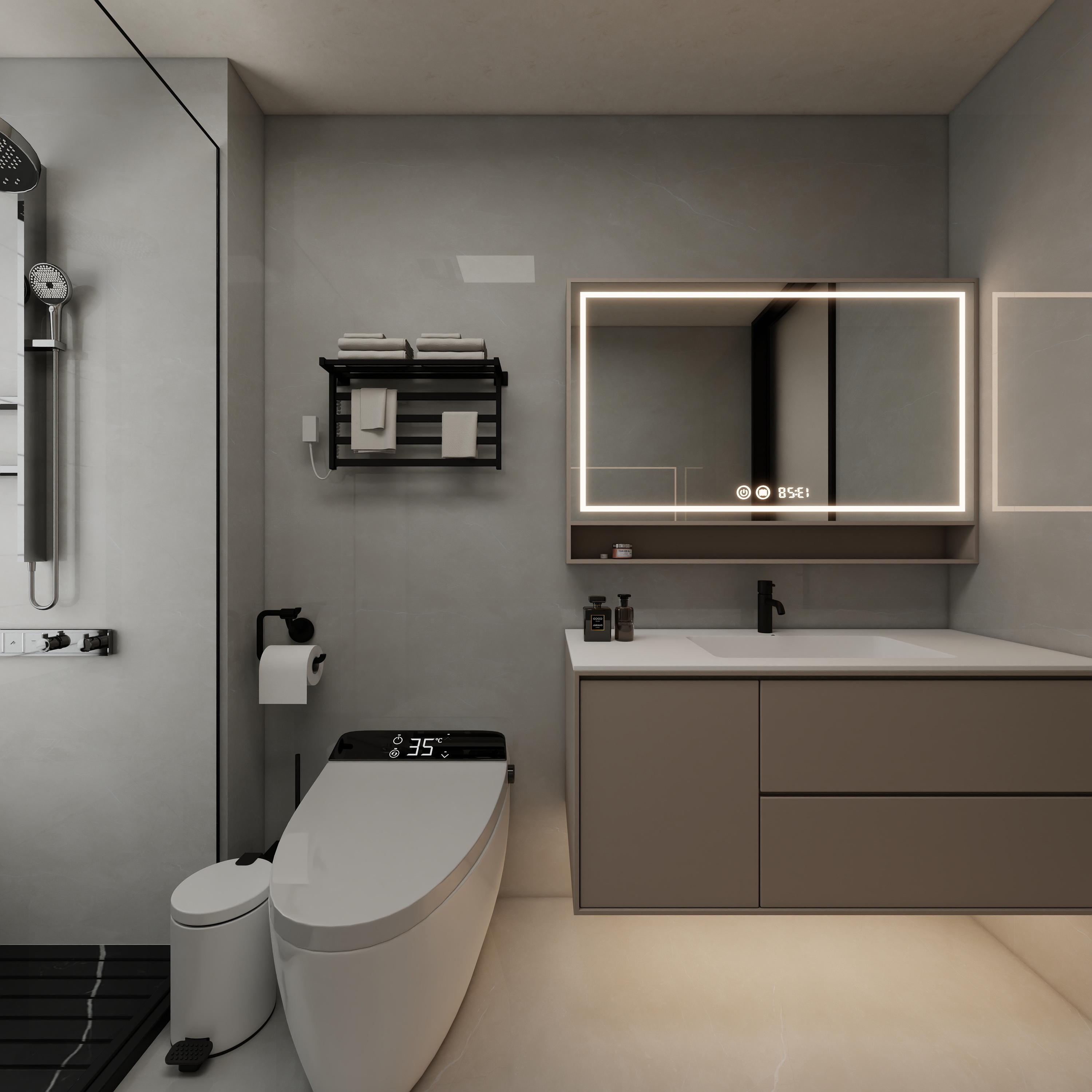 孙有权-『2025-11』136平丨现代简约四居室一层主卫装修效果图第4张