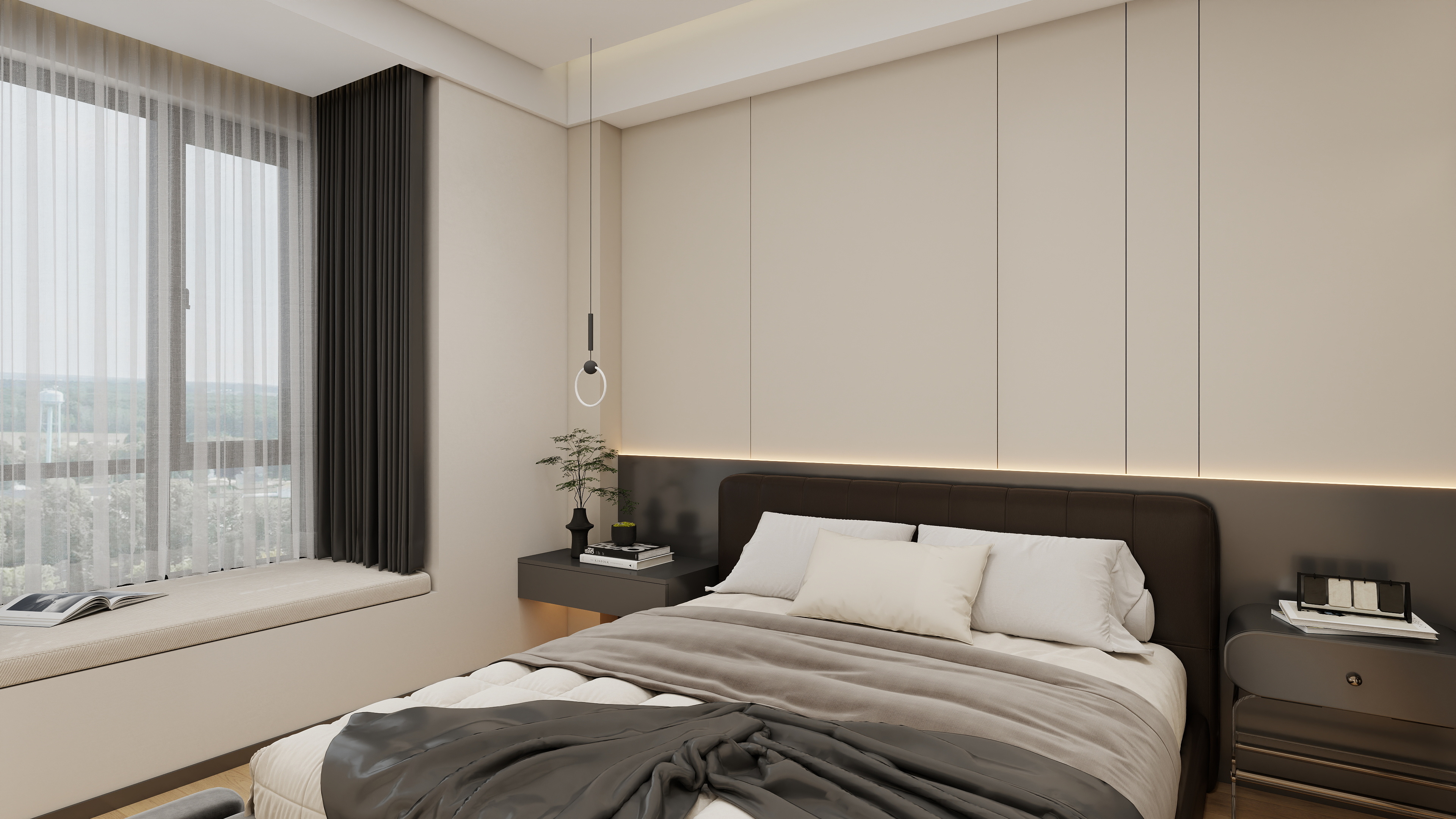 星空设计500一套-现代简约83㎡2室装修效果图