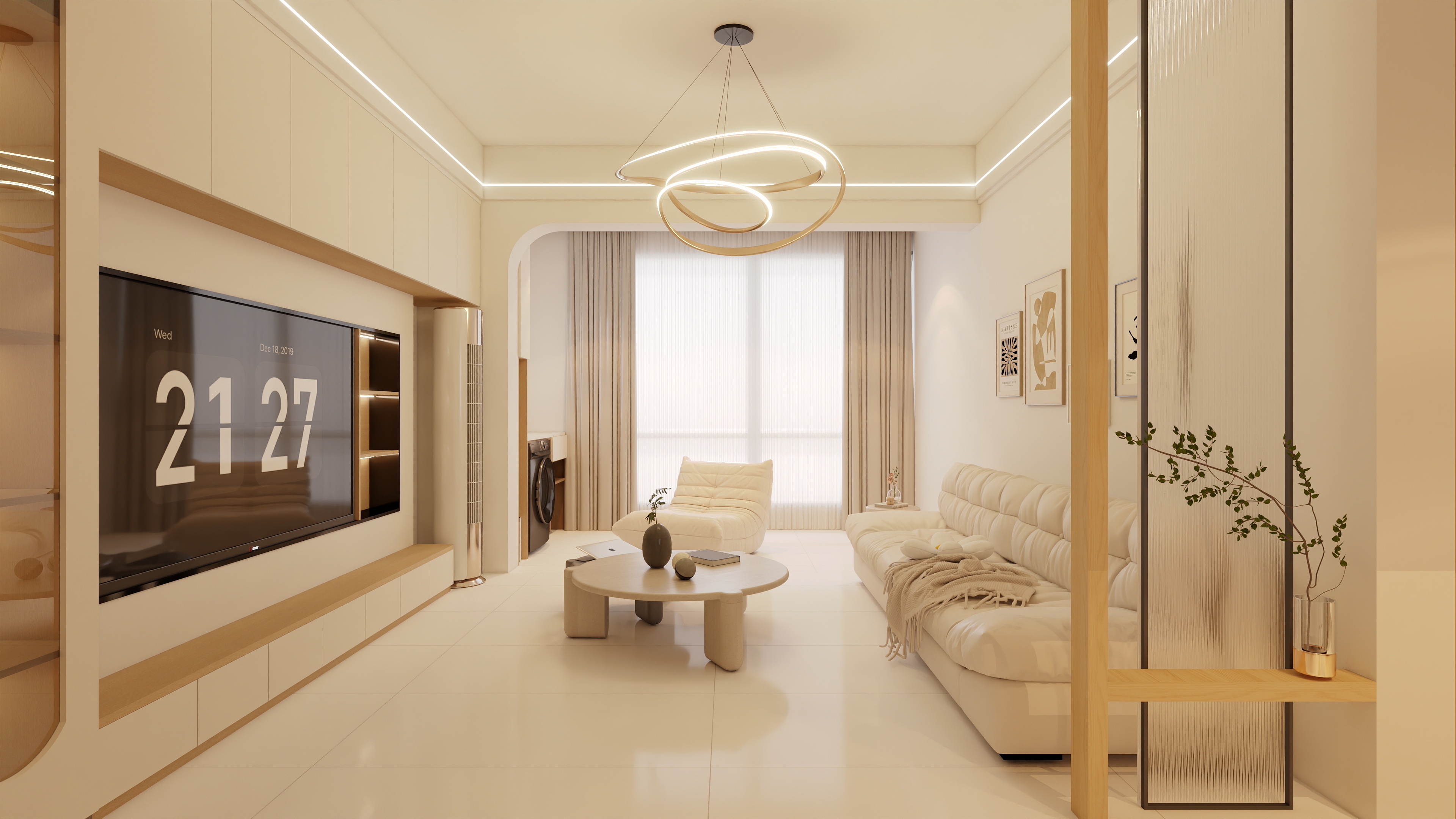 星空设计500一套-现代简约105㎡3室装修效果图