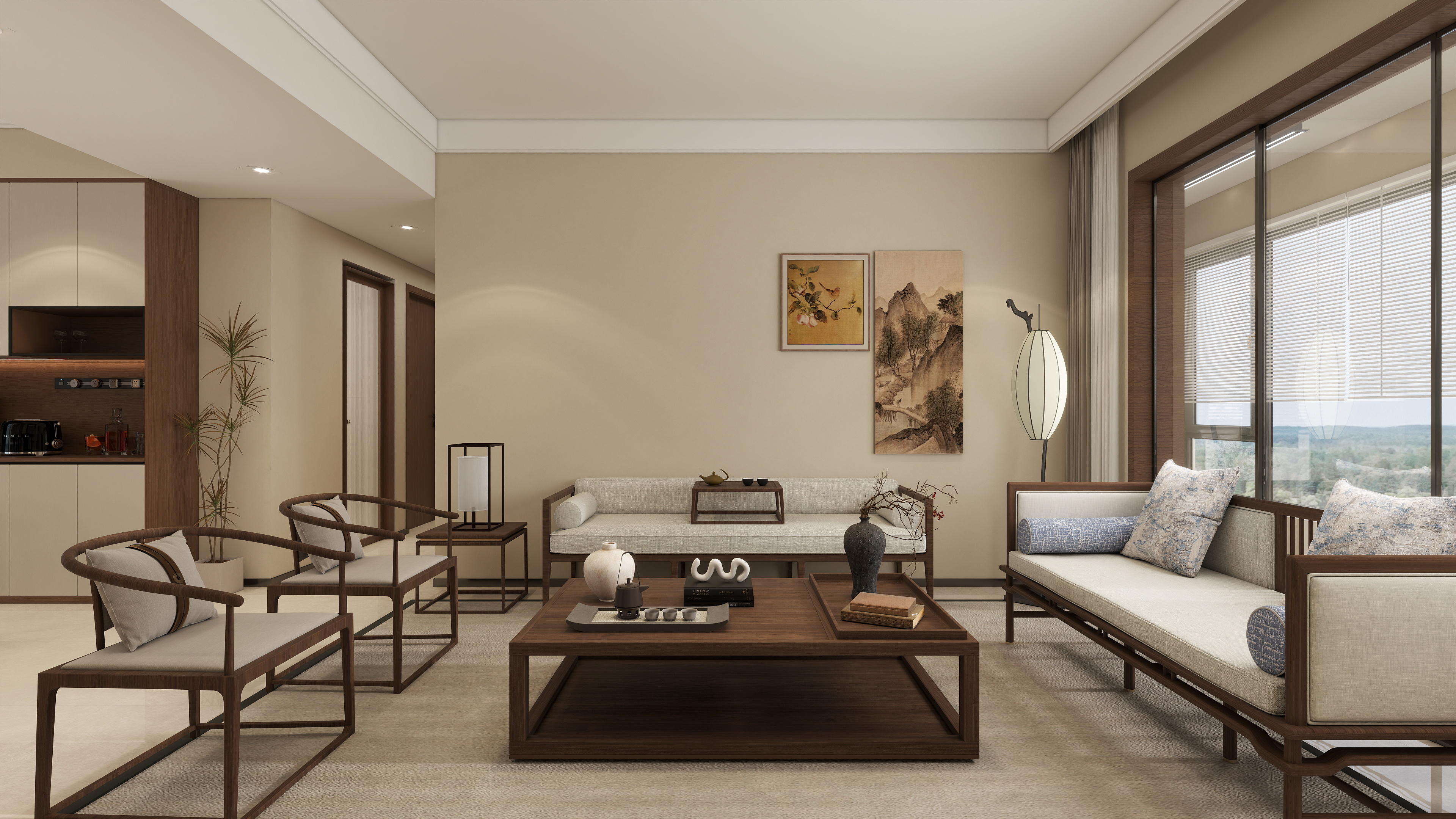 星空设计工作室design-新中式143㎡5室装修效果图