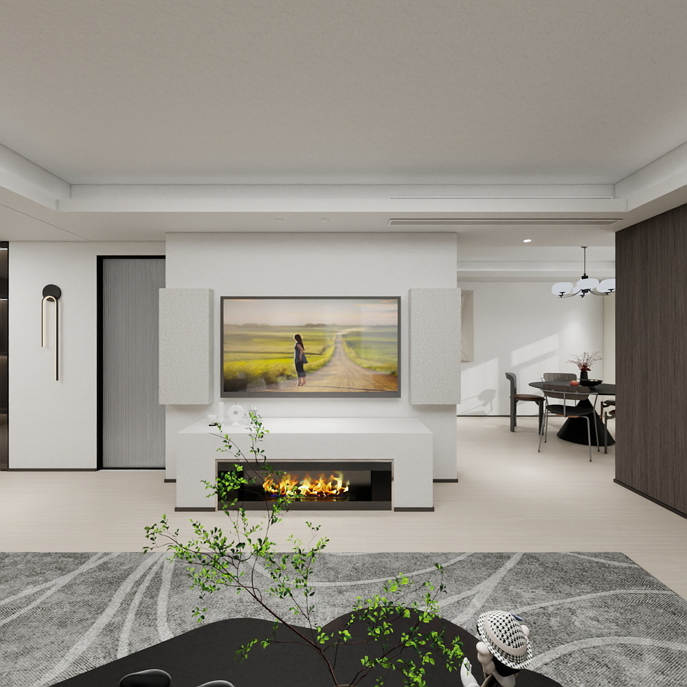 柠檬鱼宝-现代极简风140方3室一层客餐厅装修效果图第4张