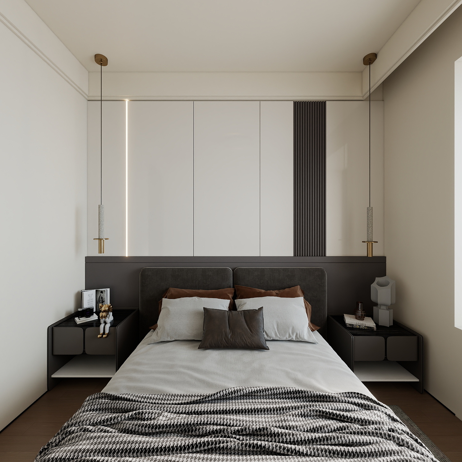 艺雅丽-77平意式  一层主卧装修效果图第3张