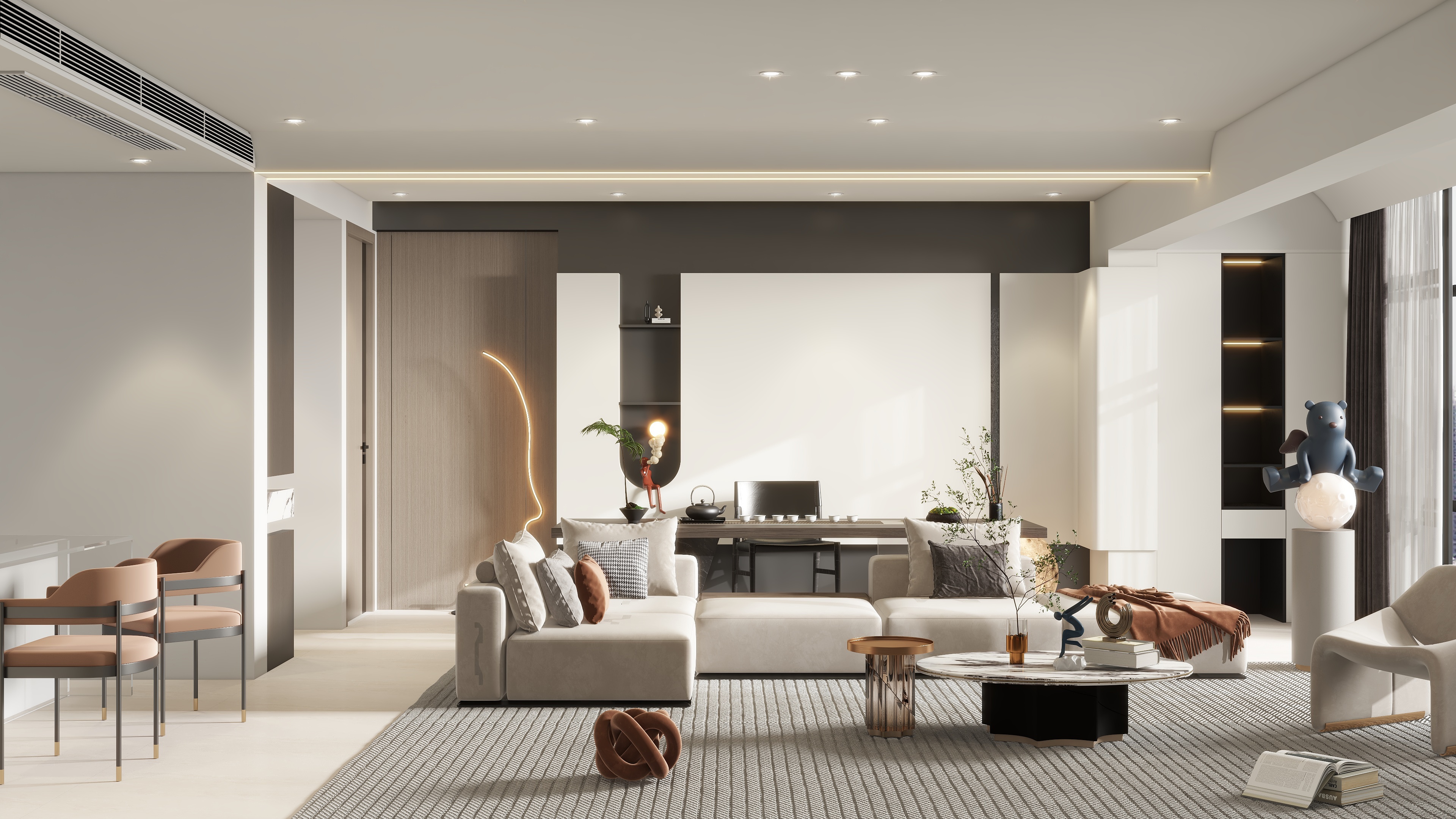 设计师珂源-联发悦文华现代简约184㎡4室装修效果图