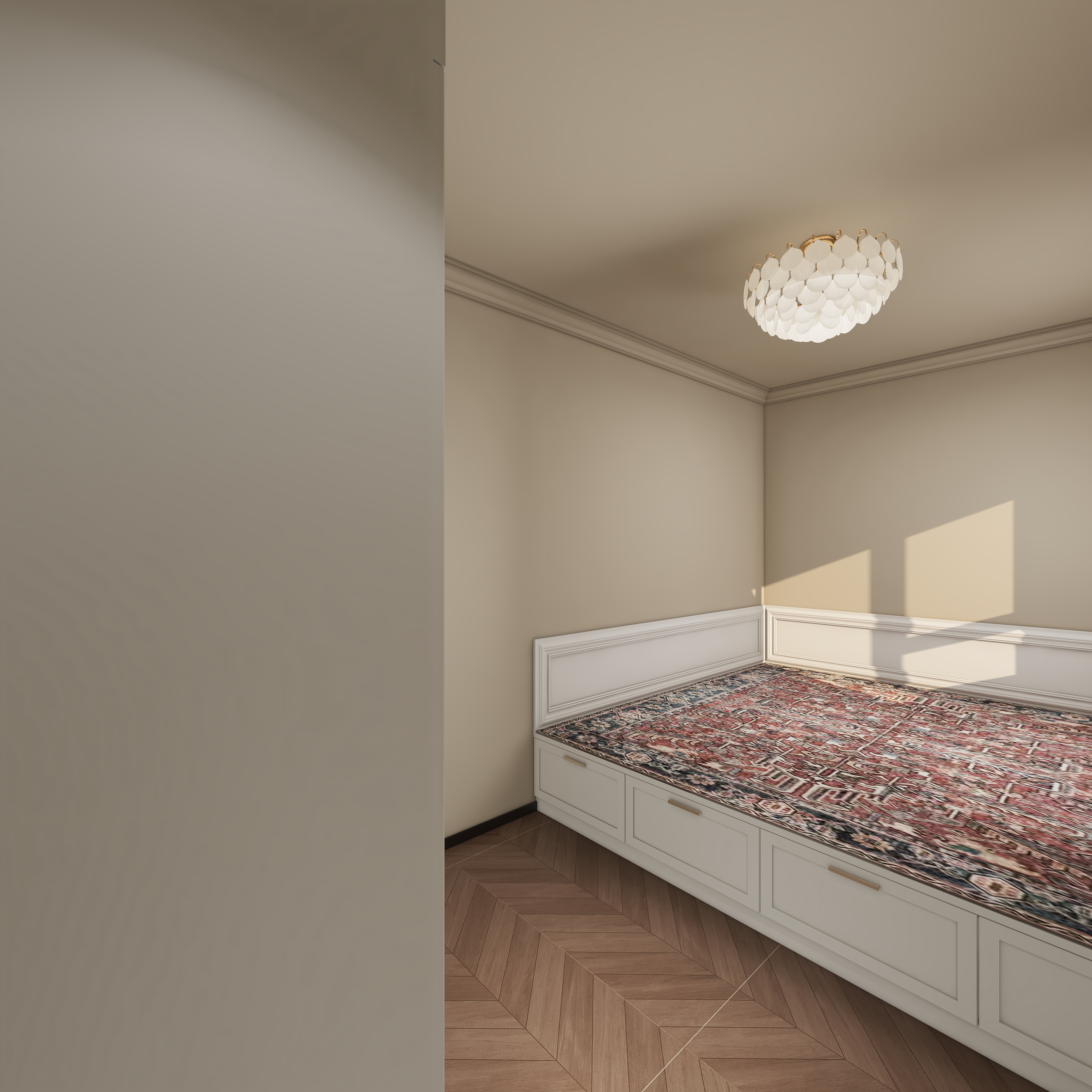 此效果图简单参考-御风8号楼64㎡2室一层主卧装修效果图第3张