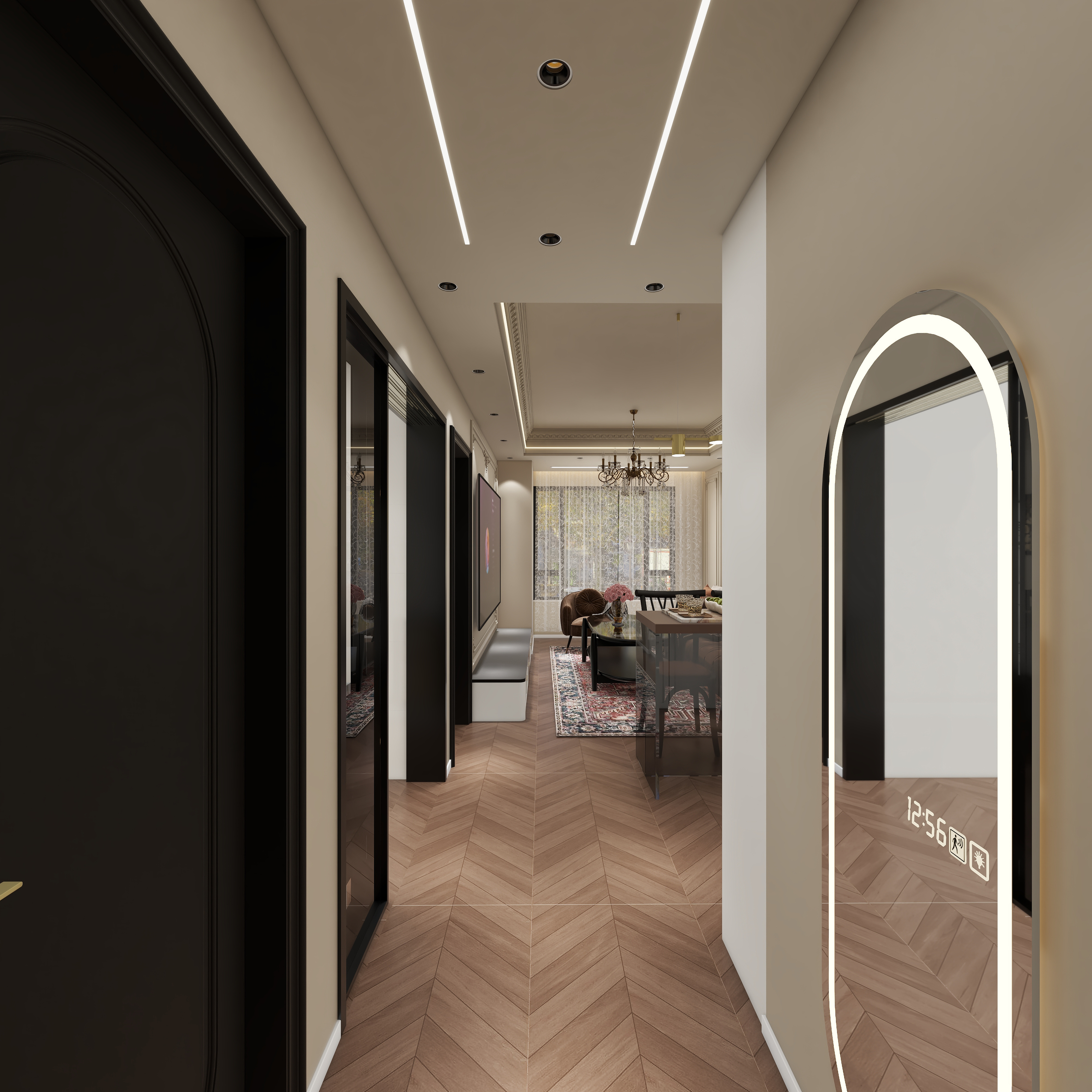 此效果图简单参考-御风8号楼64㎡2室一层客厅装修效果图第5张