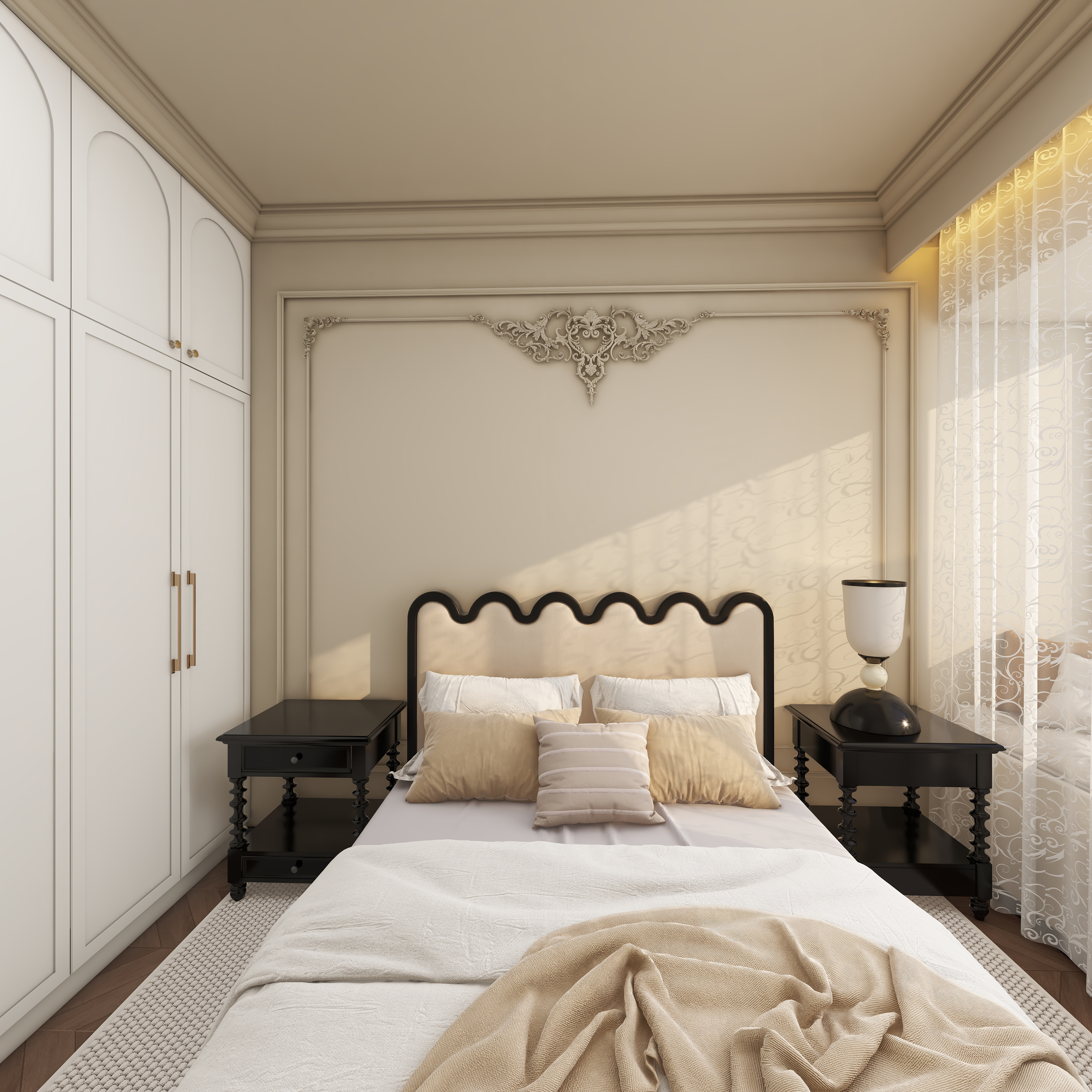 此效果图简单参考-御风8号楼64㎡2室一层主卧装修效果图第3张