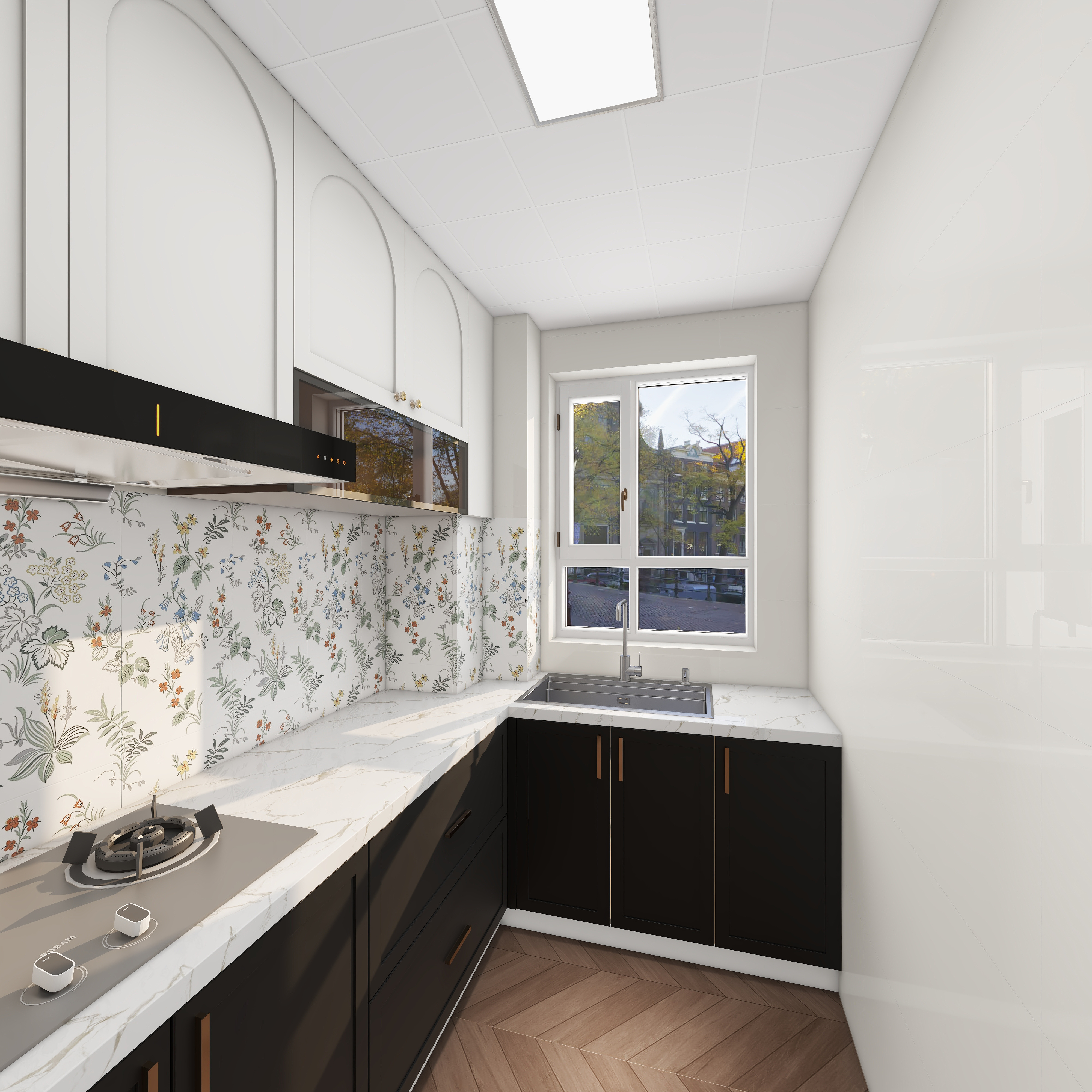 此效果图简单参考-御风8号楼64㎡2室一层厨房装修效果图第5张