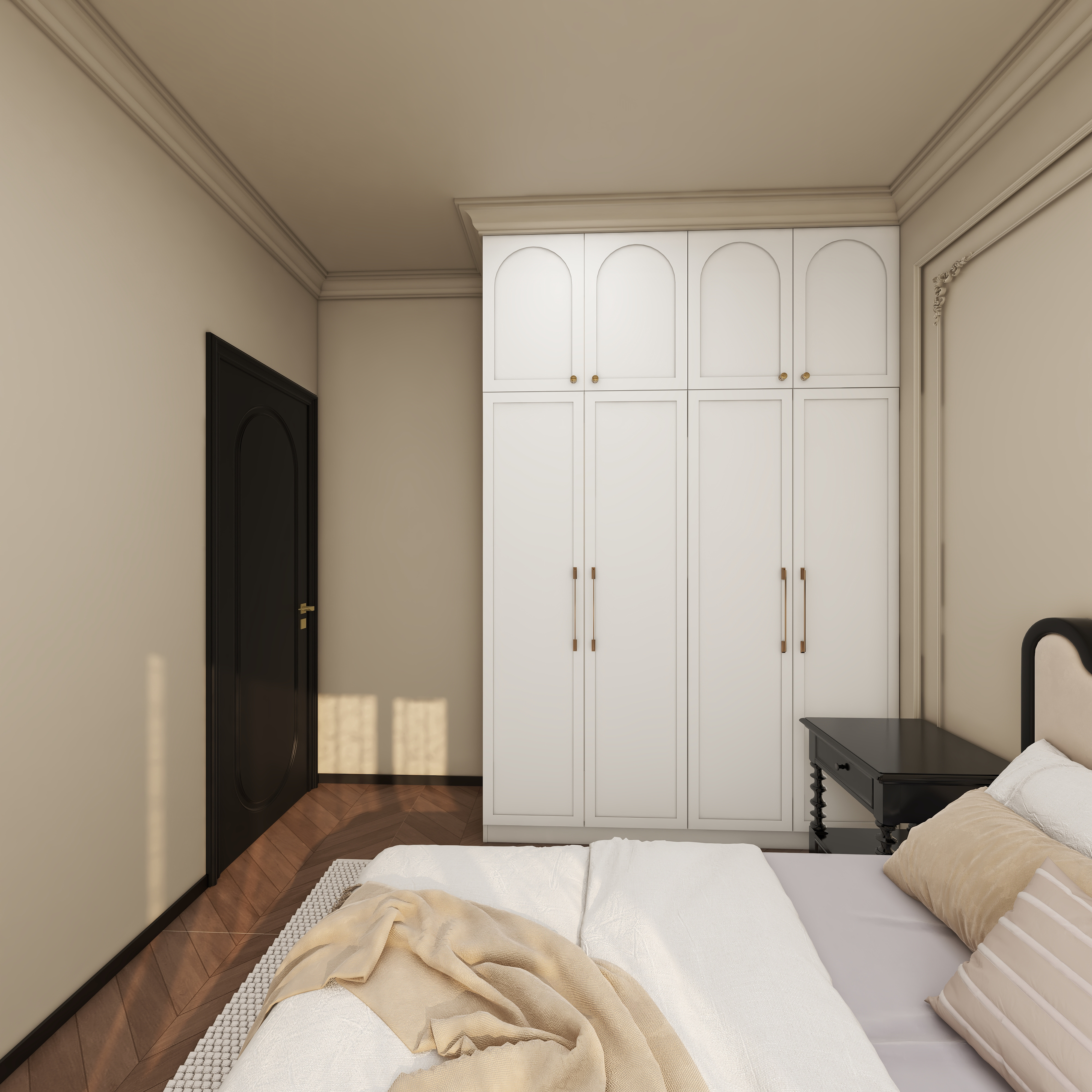 此效果图简单参考-御风8号楼64㎡2室一层主卧装修效果图第5张